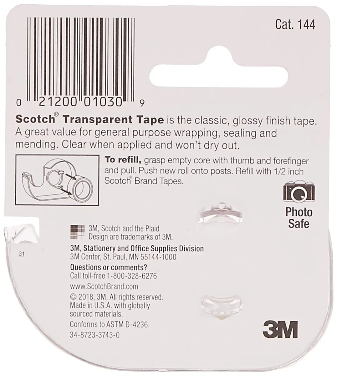 Scotch Transparent Tape with Dispenser 12.7 mm x 11.4 m (0.5 in x 450 in) | 3 Rolls, Crystal Clear - view 2