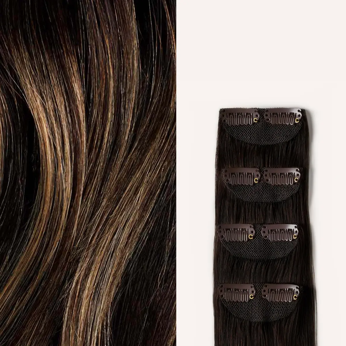 LUXY Scalp Hair Fill-In Extensions Dark Brown Balayage 12" | Natural Coverage & Seamless Blend - main product image