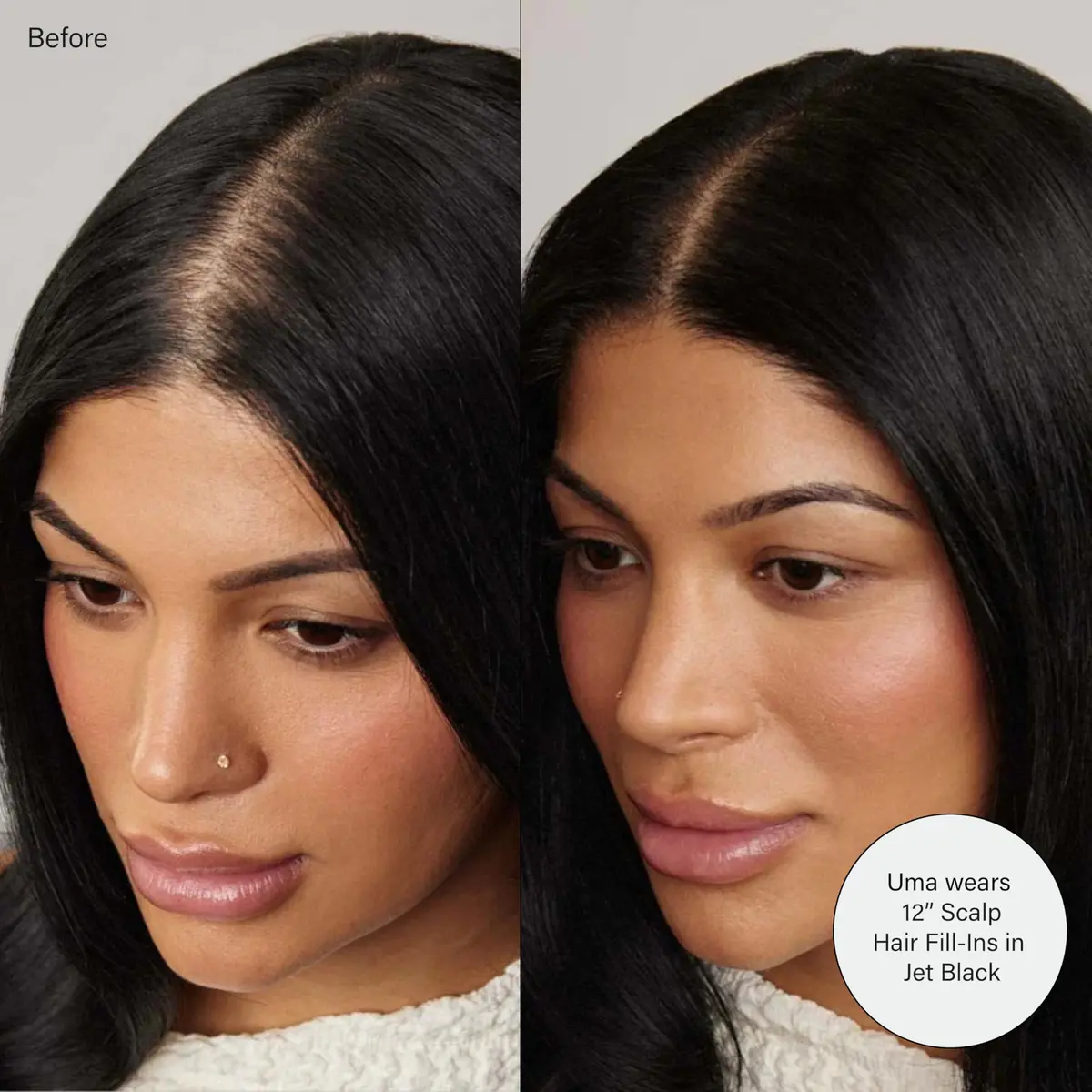 LUXY Scalp Hair Fill-In Extensions Dark Brown Balayage 12" | Natural Coverage & Seamless Blend - view 4
