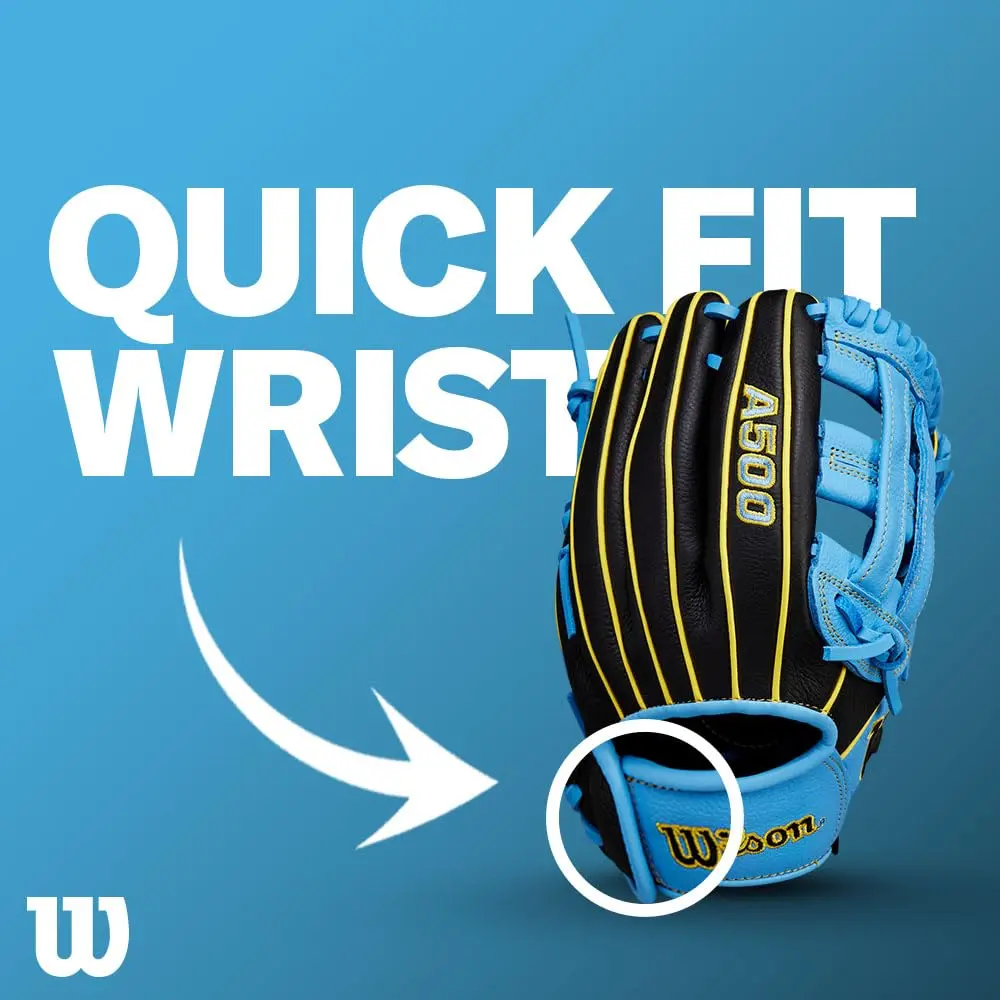 Wilson A500 12" Infield Youth Baseball Glove - Left Hand Throw, Navy/Blue/Red | H-Web Design for Quick Transfers - view 7