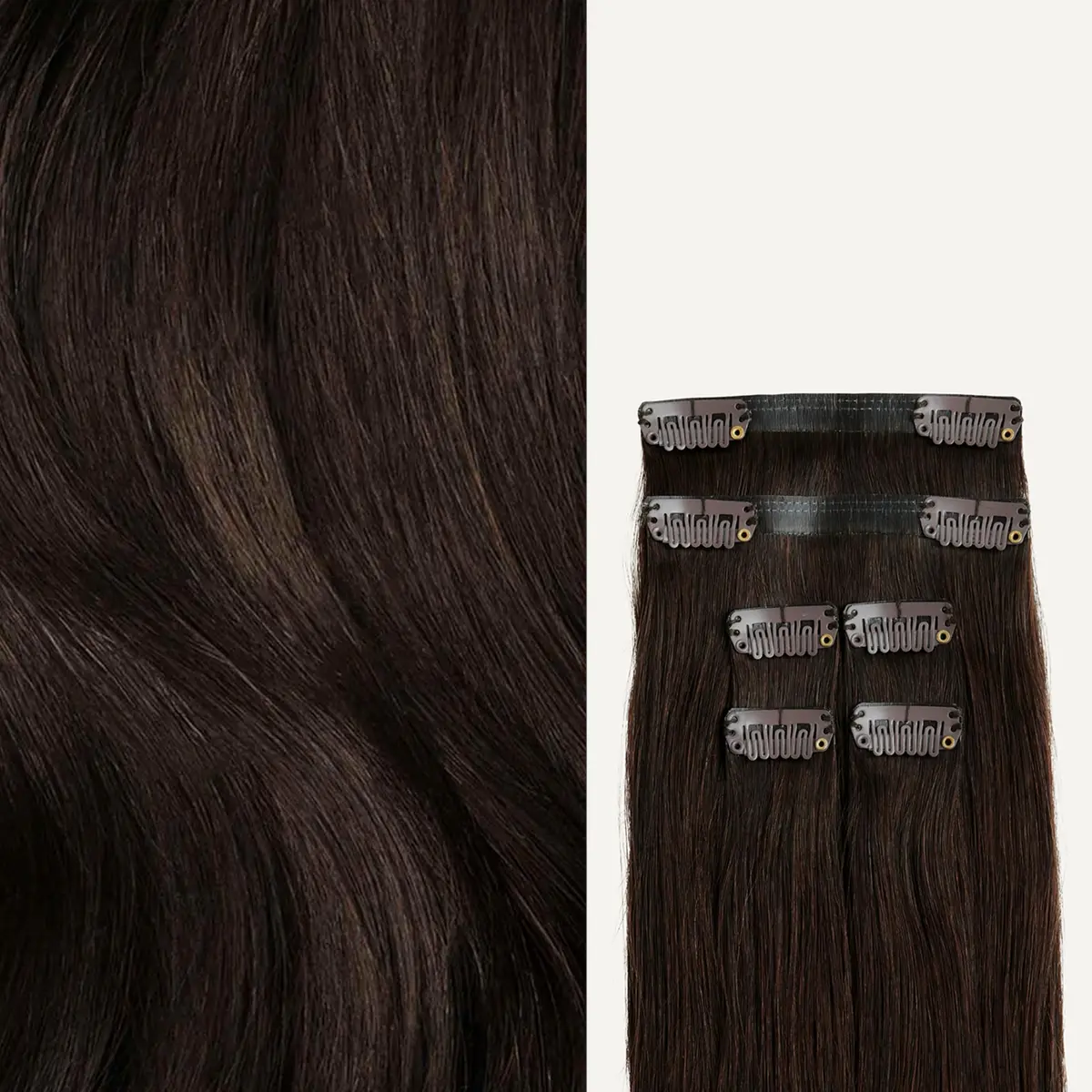 LUXY Thinning Hair Fill-In Extensions Dark Brown 12 Inch | Natural Human Hair Clip-Ins for Fuller Hair - main product image