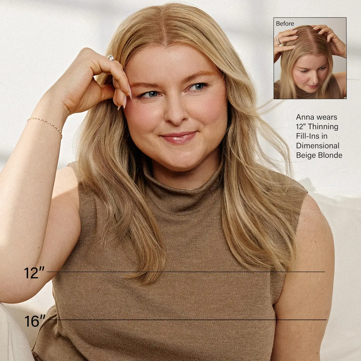 LUXY Thinning Hair Fill-In Extensions Dark Brown 12 Inch | Natural Human Hair Clip-Ins for Fuller Hair - view 6