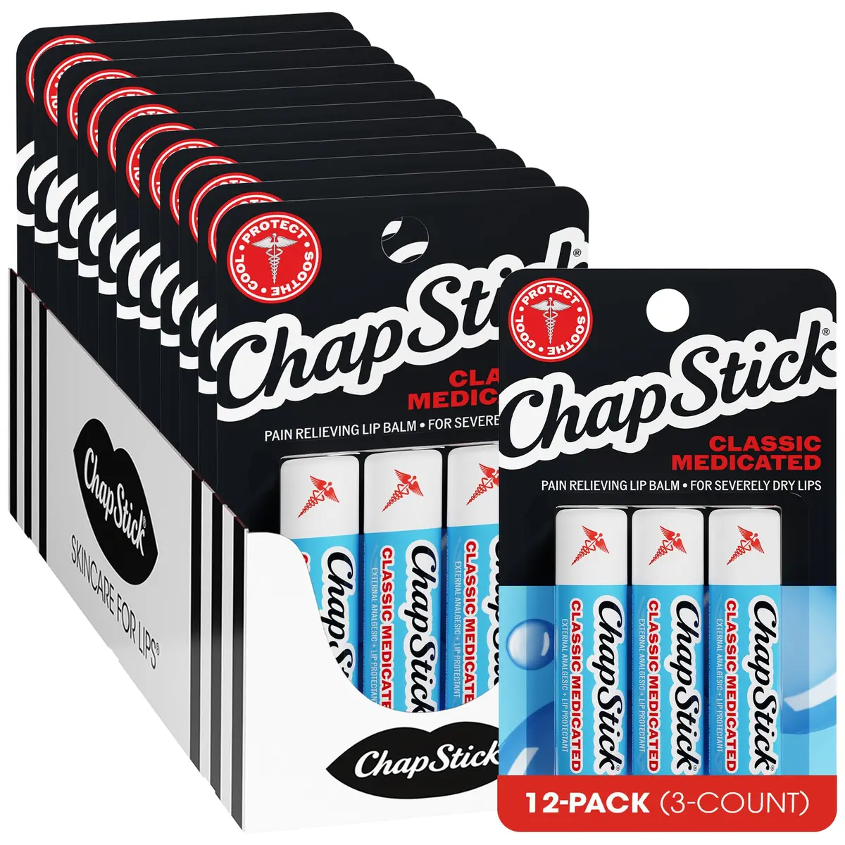 ChapStick Classic Medicated Lip Balm 36 Sticks | Soothes & Heals Dry Lips, USA Import - main product image