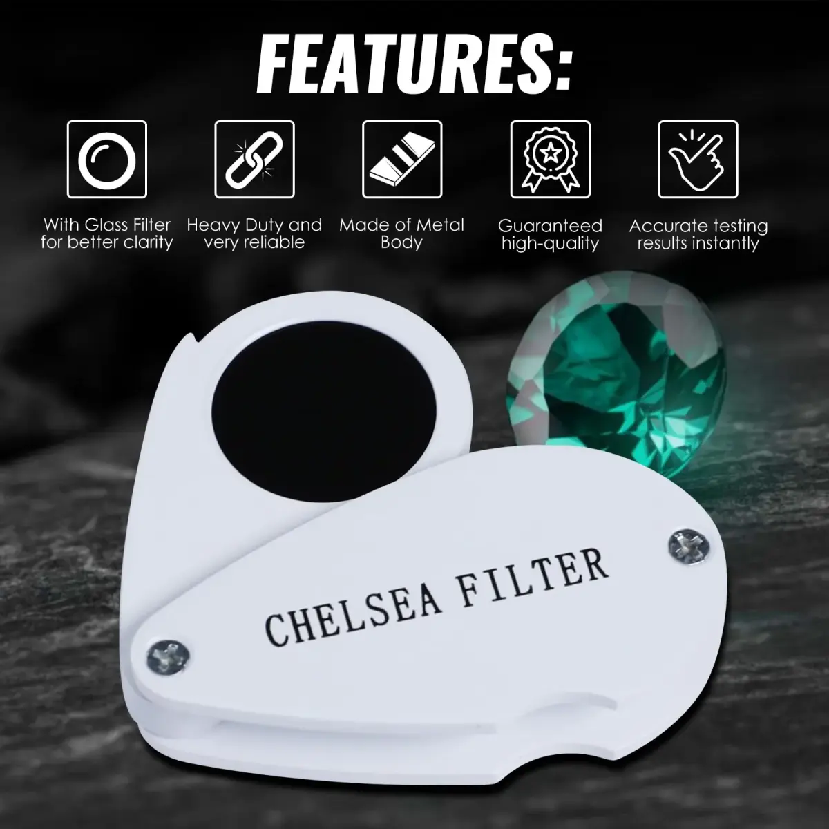 TEKCOPLUS Chelsea Filter for Gemstone Identification | 5.9 cm (2.3 in) | Distinguish Genuine Emeralds, Rubies, Sapphires, Aquamarine - view 5