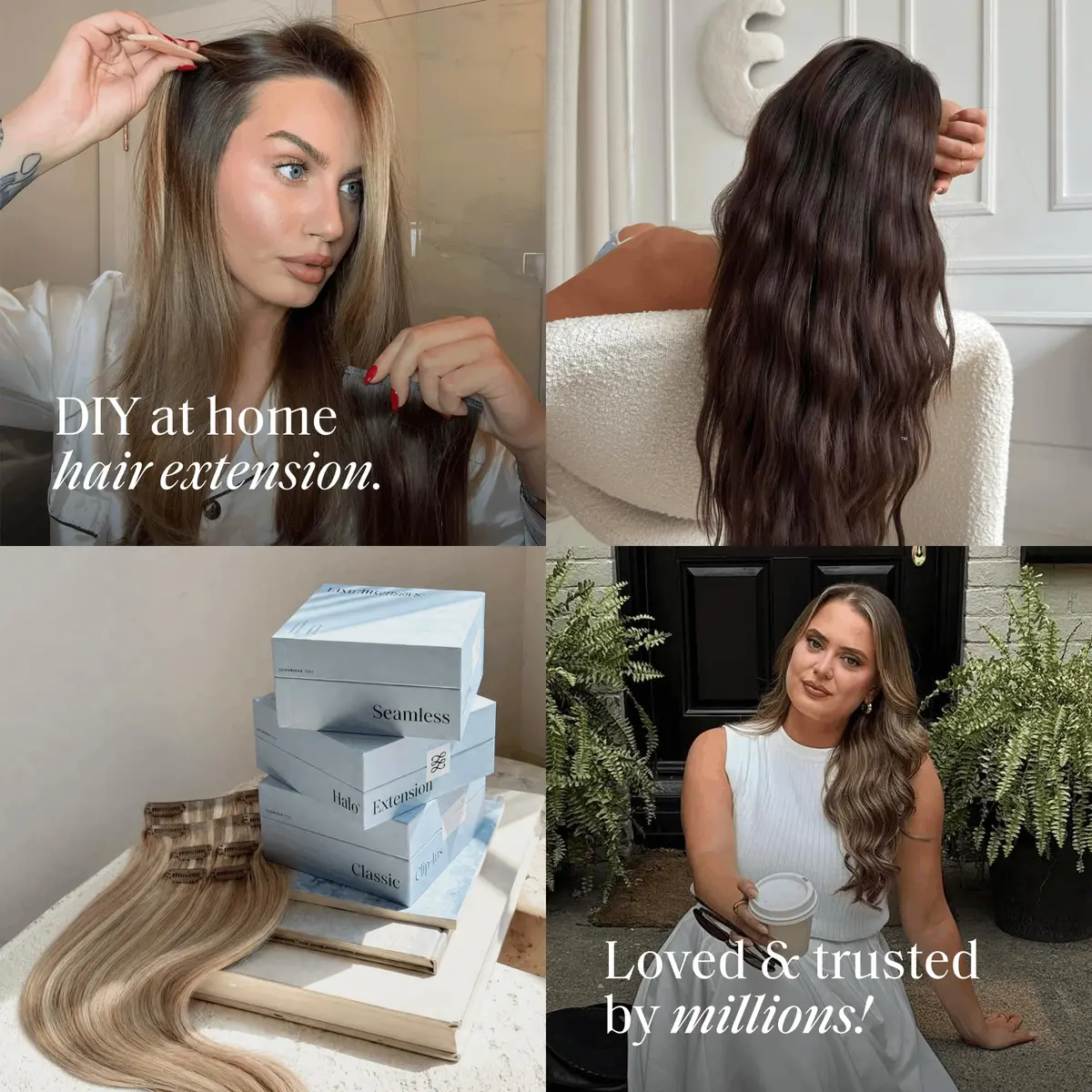 Luxy Classic Clip-In Hair Extensions Light Gray (G55) | 20 Inch, 160g, Natural Remy Human Hair - view 5