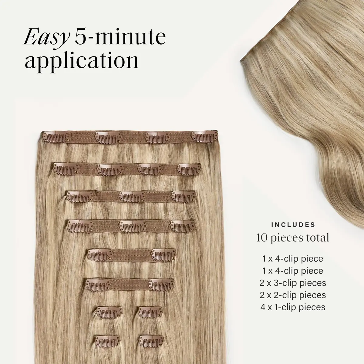 LUXY Classic Clip-In Hair Extensions 20 Inch 220g Blonde | Natural Volume & Length - view 7