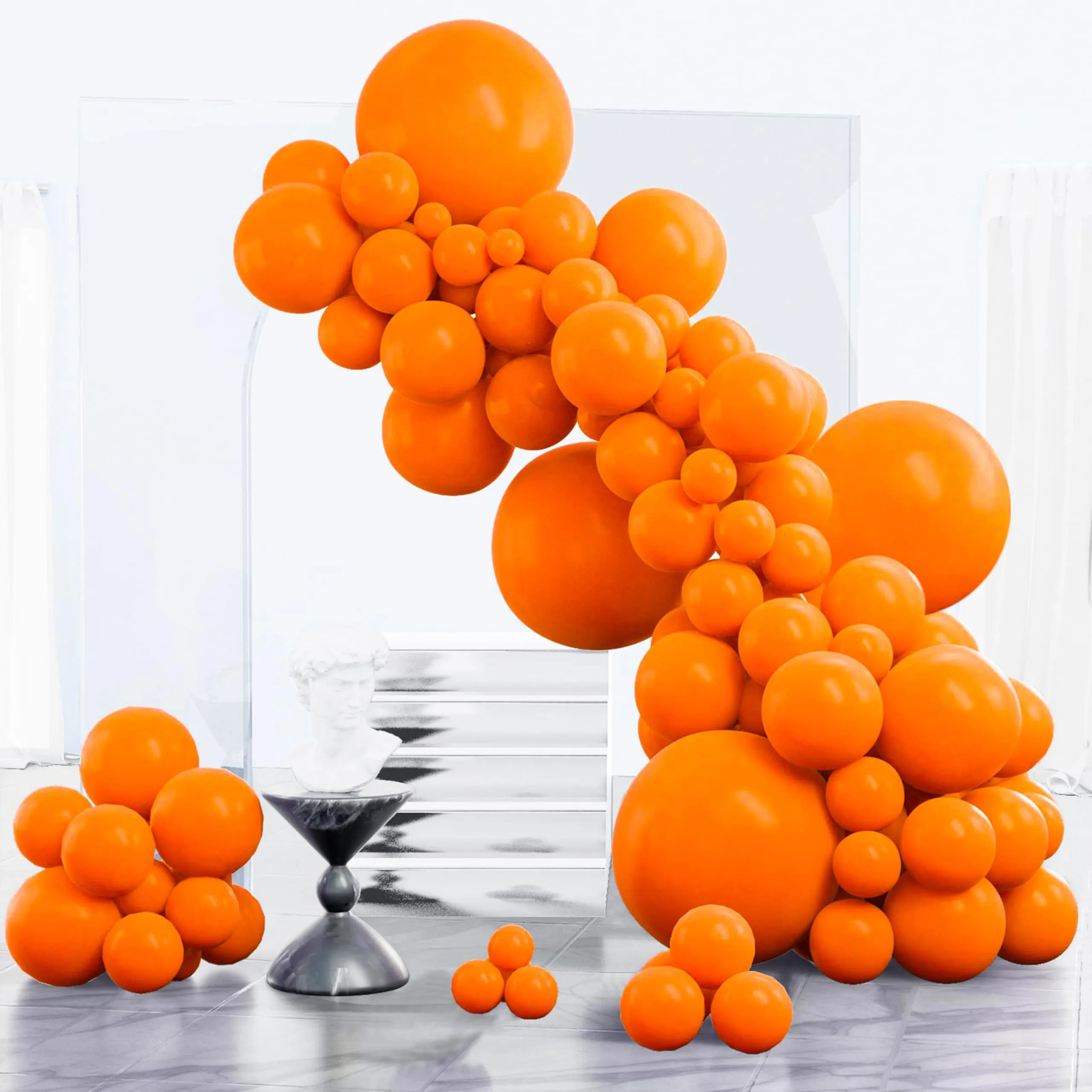 PartyWoo Orange Balloons 152pcs Assorted Sizes 18" 12" 10" 5" Matte Latex Balloon Arch Kit Garland - main product image