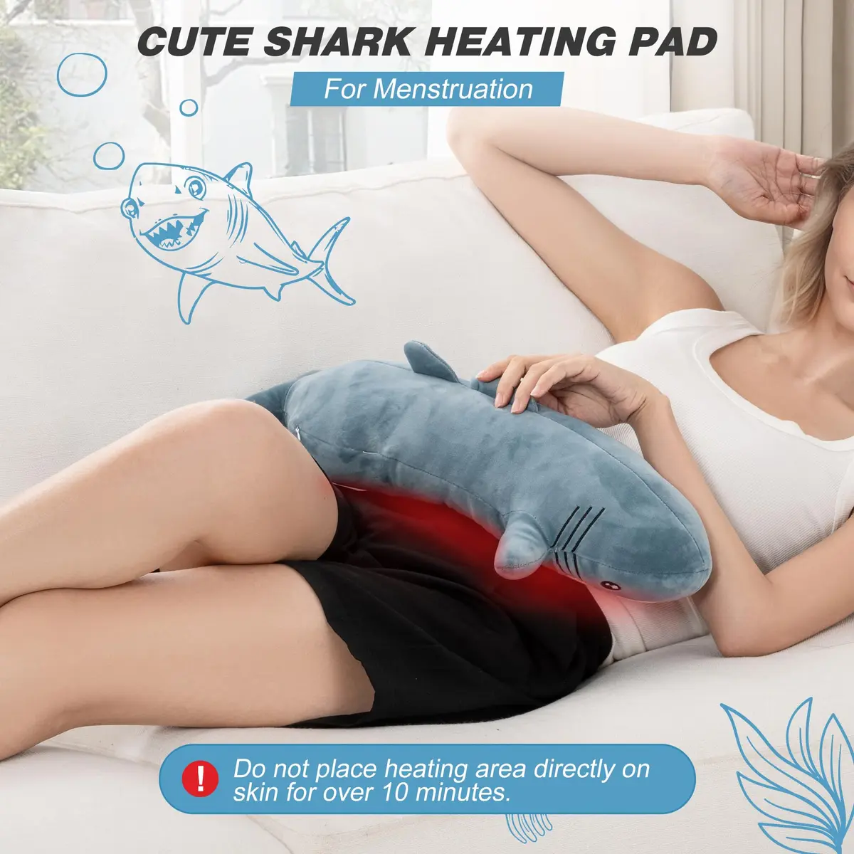 HOTHUGZ Shark Heating Pad for Period, Electric Belly & Back Warmth | USB Plush Shark - view 8