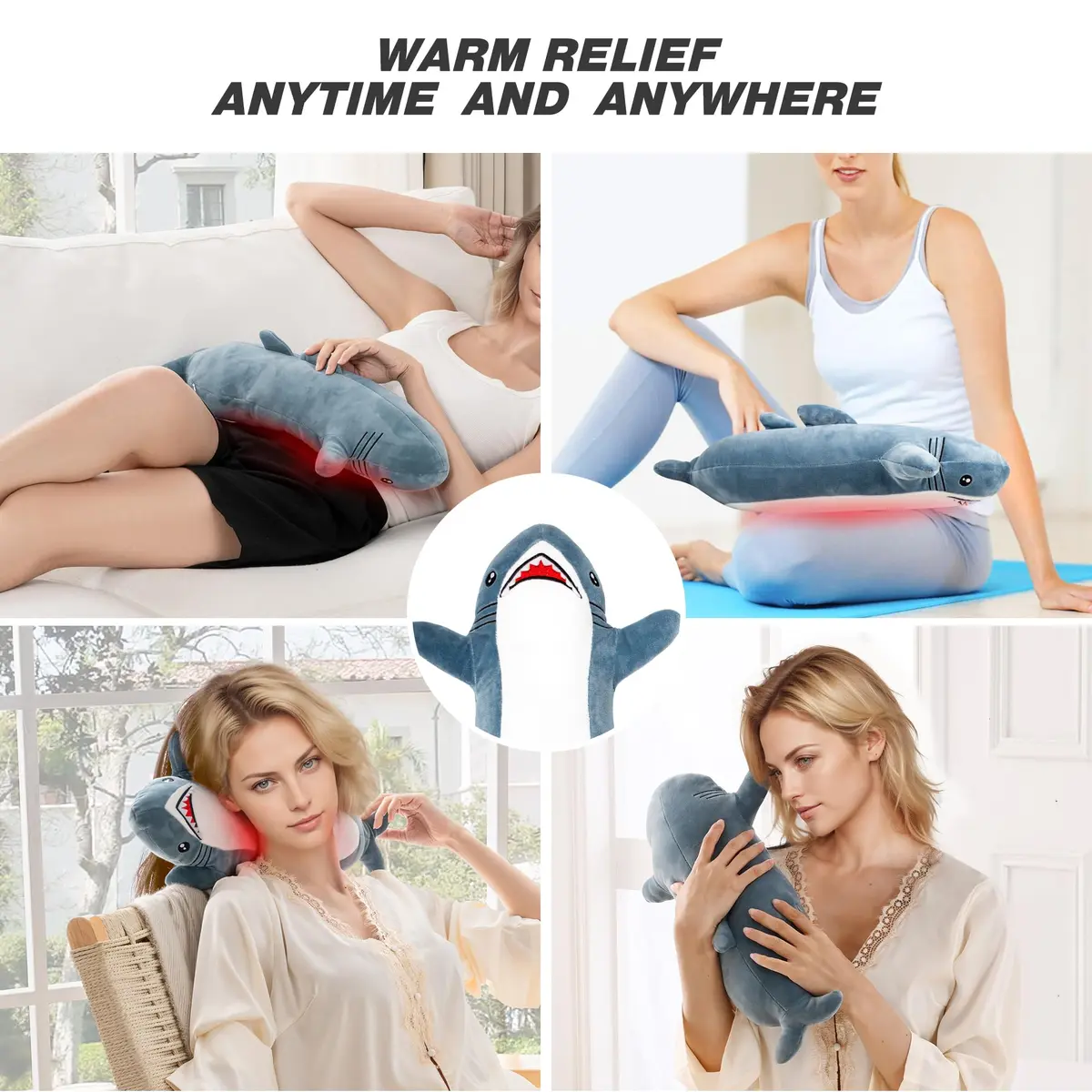 HOTHUGZ Shark Heating Pad for Period, Electric Belly & Back Warmth | USB Plush Shark - view 2
