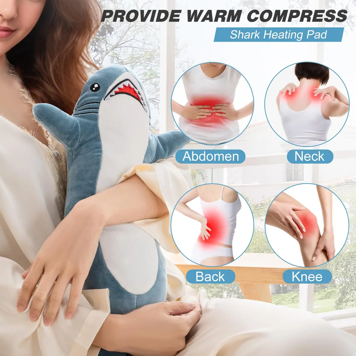 HOTHUGZ Shark Heating Pad for Period, Electric Belly & Back Warmth | USB Plush Shark - view 4