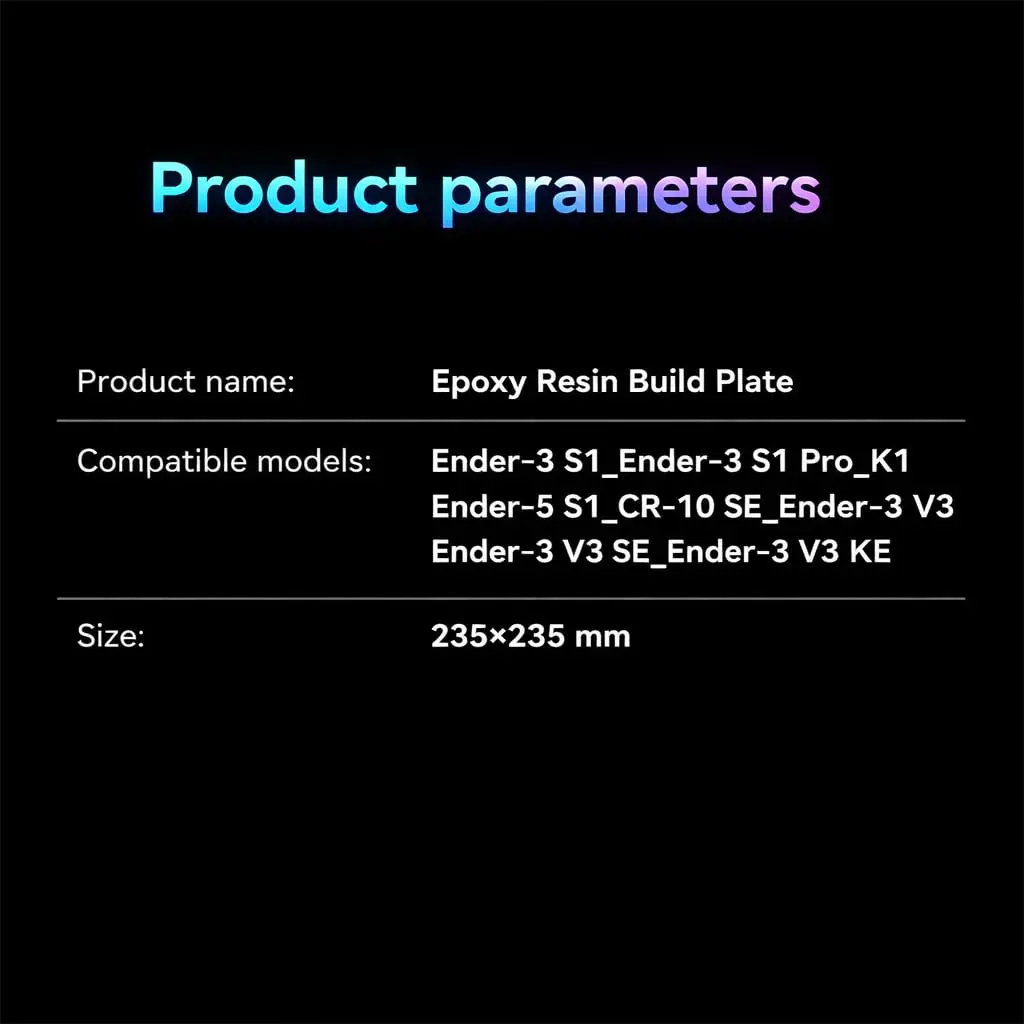 Creality 3D Printer Build Plate Black EP Plate 235 x 235mm (9.25 x 9.25 inch) | Textured Spring Steel for Ender 3 V3 SE, K1, K1C, Ender 5 S1 - view 6