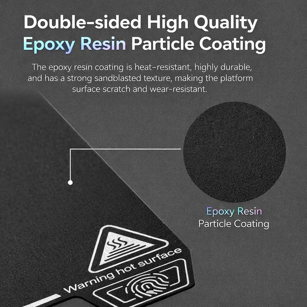 Creality 3D Printer Build Plate Black EP Plate 235 x 235mm (9.25 x 9.25 inch) | Textured Spring Steel for Ender 3 V3 SE, K1, K1C, Ender 5 S1 - view 8