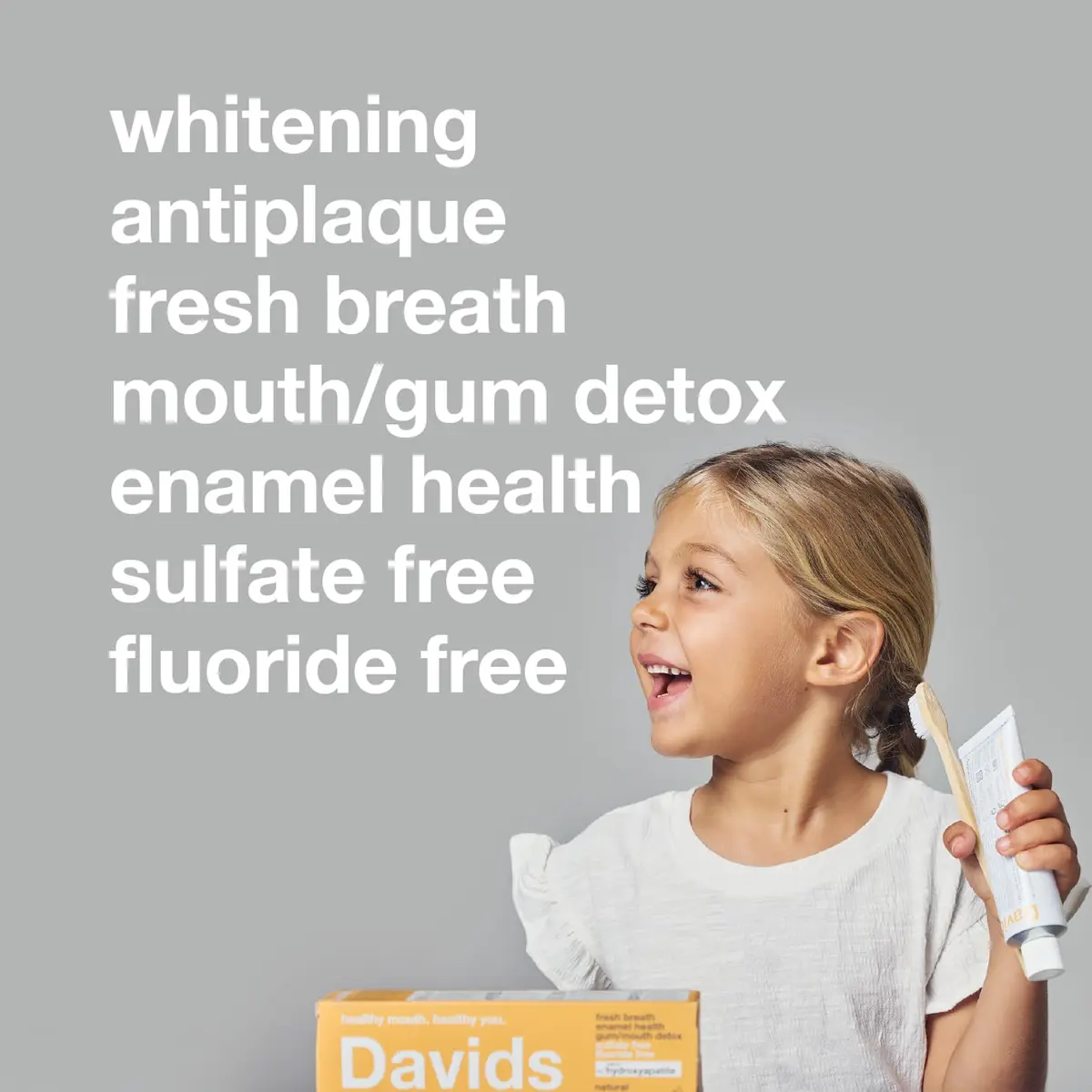 Davids Nano Hydroxyapatite Toothpaste Fluoride Free Orange Vanilla 4oz | EWG Verified & USDA Biobased - view 6