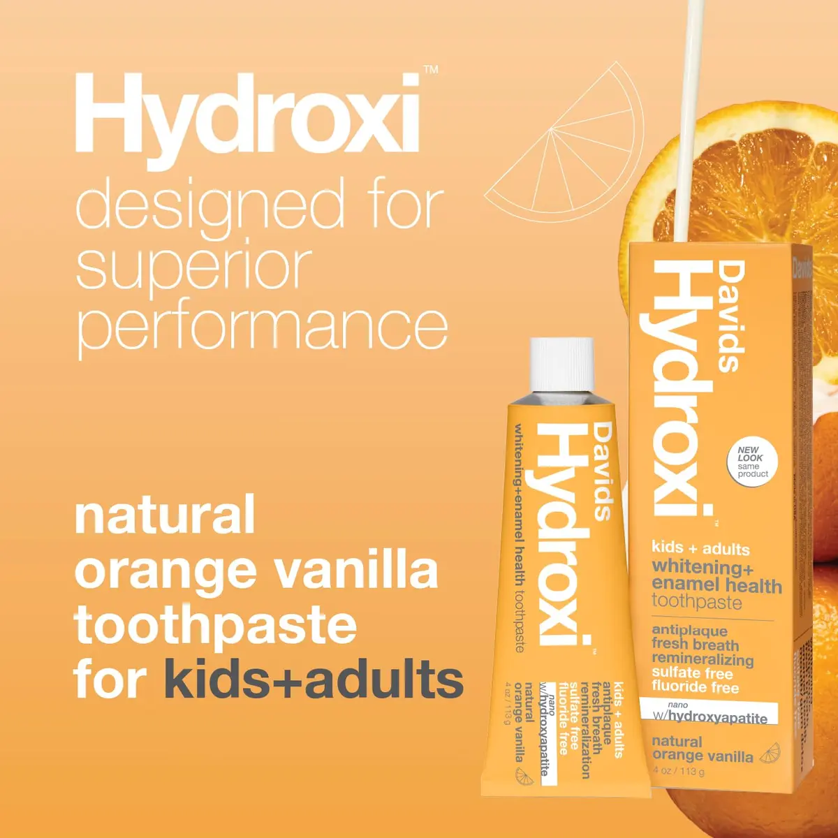 Davids Nano Hydroxyapatite Toothpaste Fluoride Free Orange Vanilla 4oz | EWG Verified & USDA Biobased - view 4