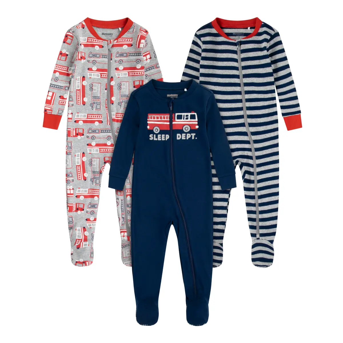 HUGGIES 3-Pack Footed Coverall | Organic Cotton Baby Pajamas for Toddler (5T) - main product image