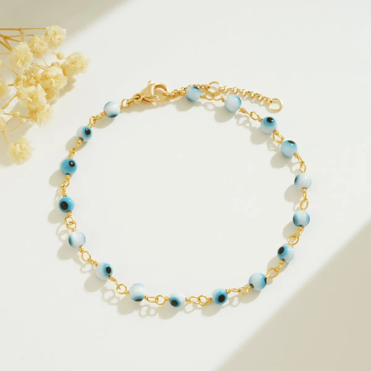 BENEIGE Gold Bracelet 14k Gold Plated Evil Eye Adjustable Jewelry for Women - view 4