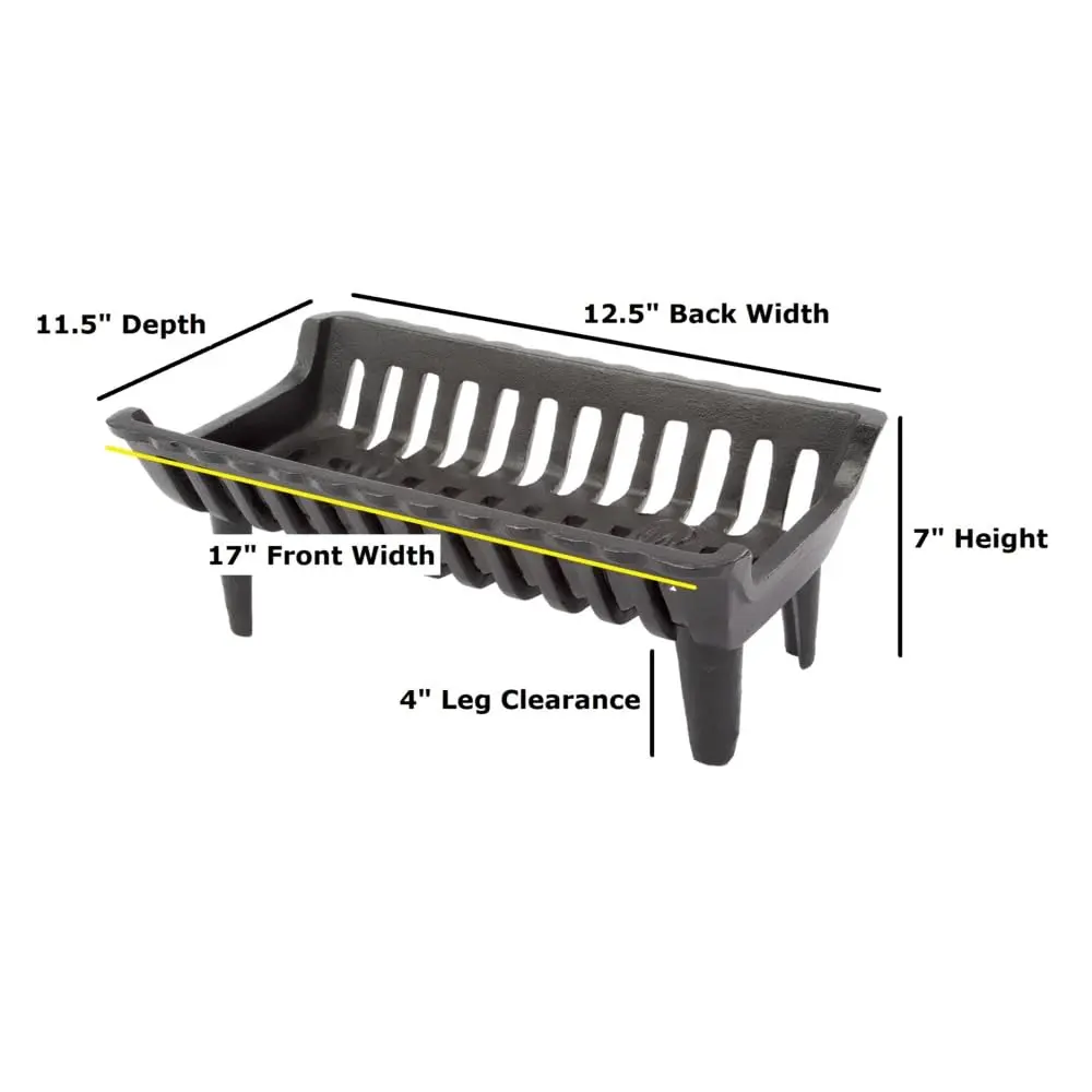 Flame Genie Heavy-Duty Cast Iron Fireplace Grate, 17" | 4" Clearance for Efficient Wood Burning - view 5