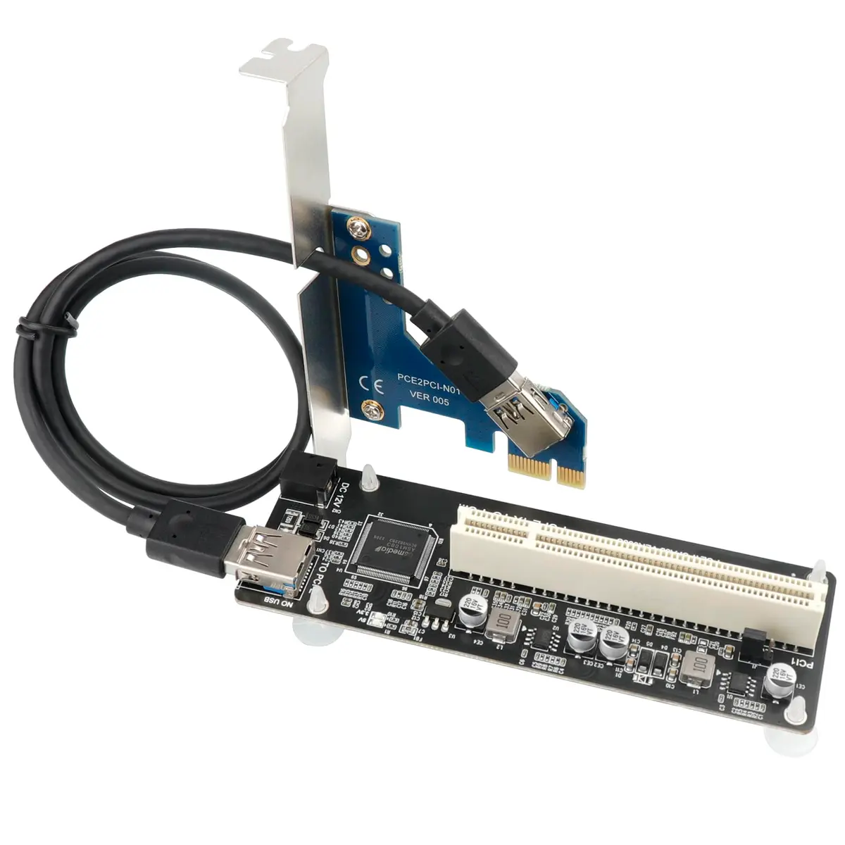 Trotwei Blue PCIe to PCI Adapter Card with Bracket, 120mm Mini PCB | Industrial-Grade Stability - main product image