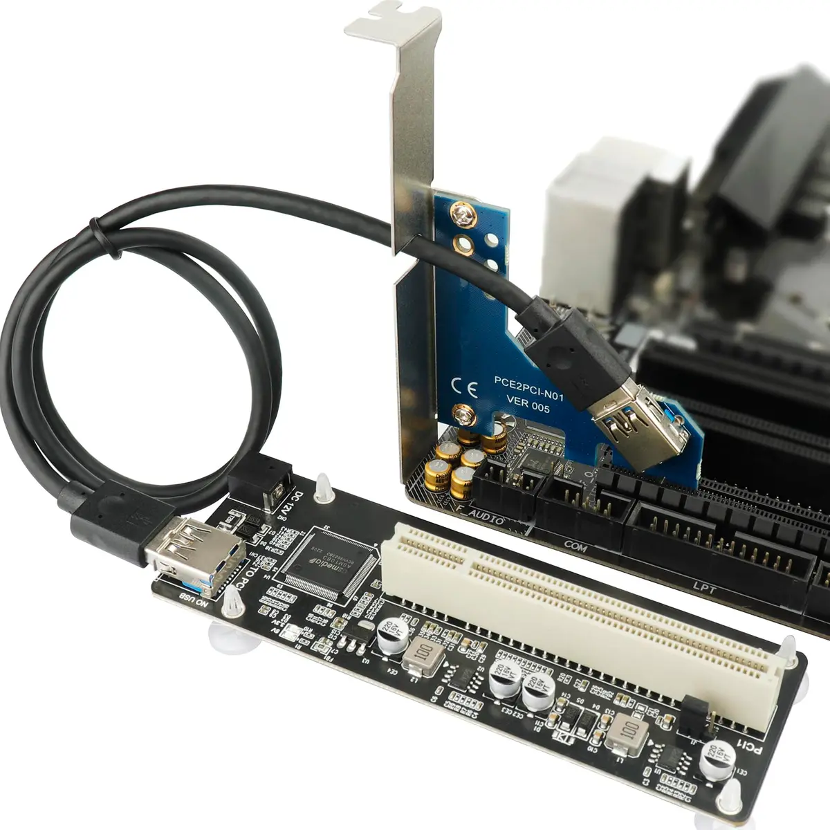 Trotwei Blue PCIe to PCI Adapter Card with Bracket, 120mm Mini PCB | Industrial-Grade Stability - view 5