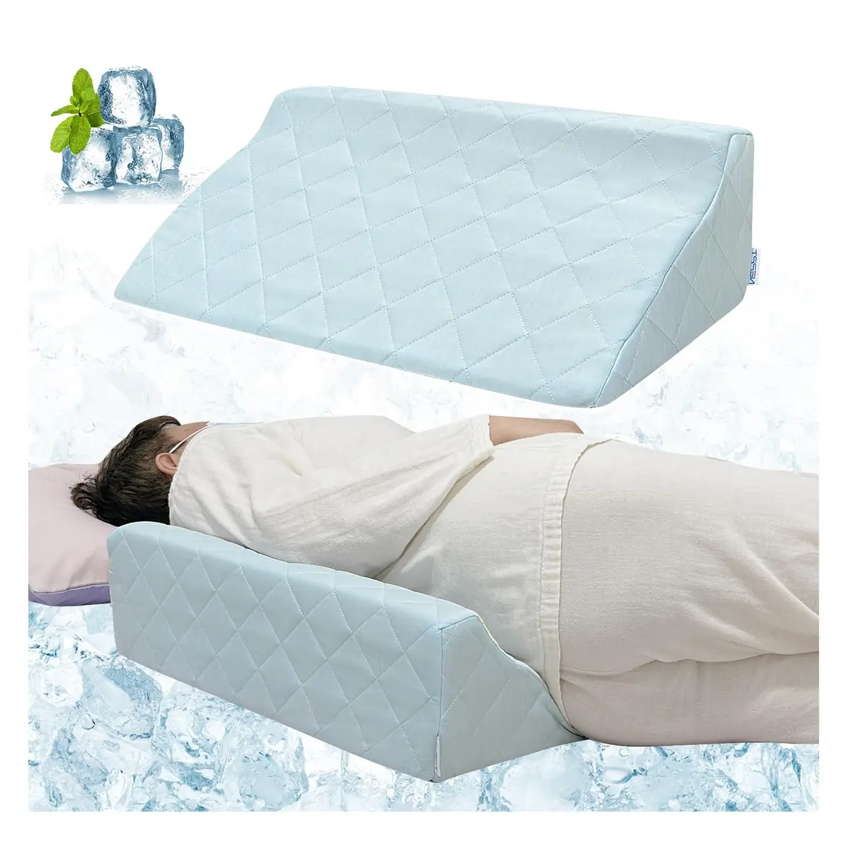 NEPPT Wedge Pillow for Seniors Side Sleeping Post Surgery | Cooling Back Support (110 chars) - main product image