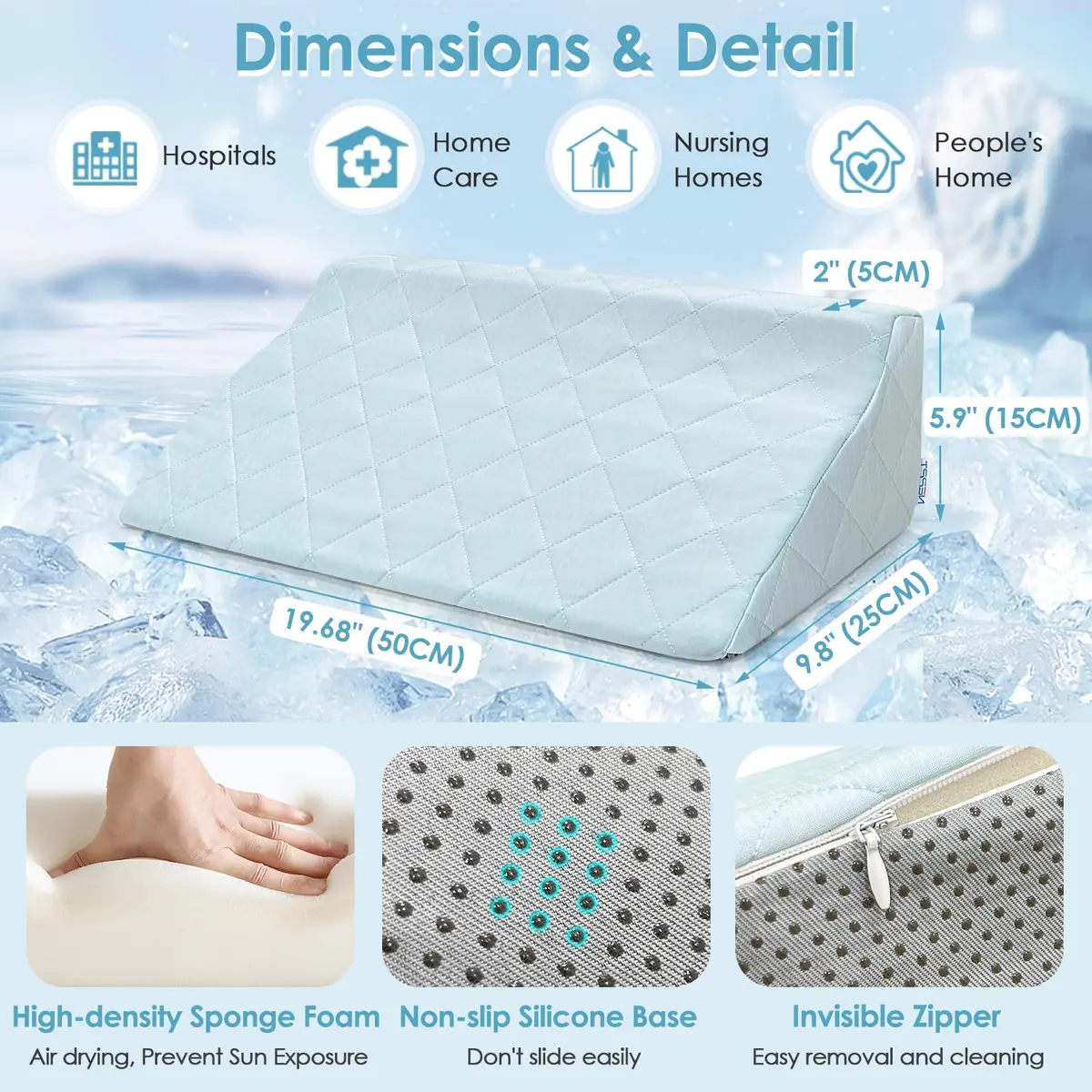 NEPPT Wedge Pillow for Seniors Side Sleeping Post Surgery | Cooling Back Support (110 chars) - view 6