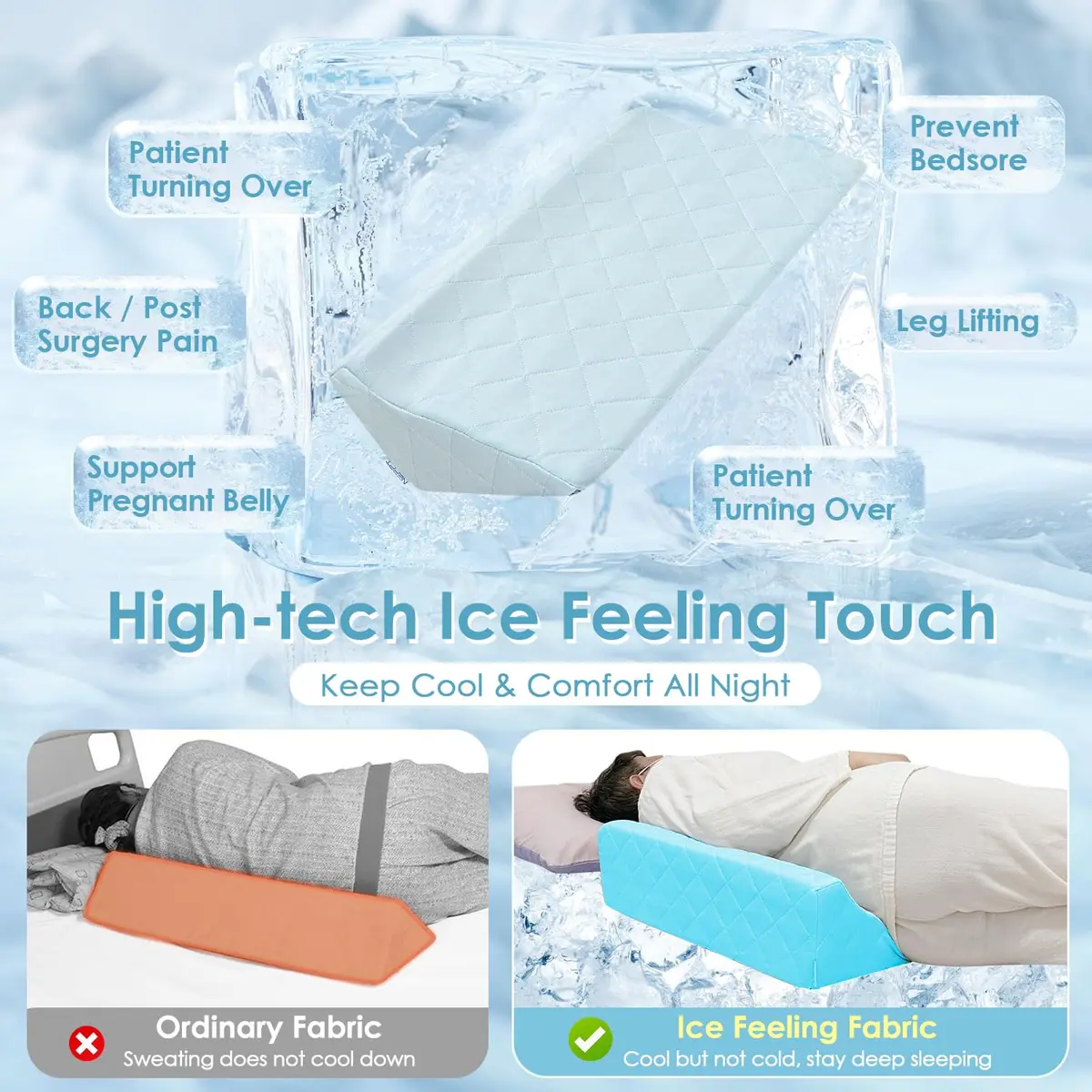 NEPPT Wedge Pillow for Seniors Side Sleeping Post Surgery | Cooling Back Support (110 chars) - view 3
