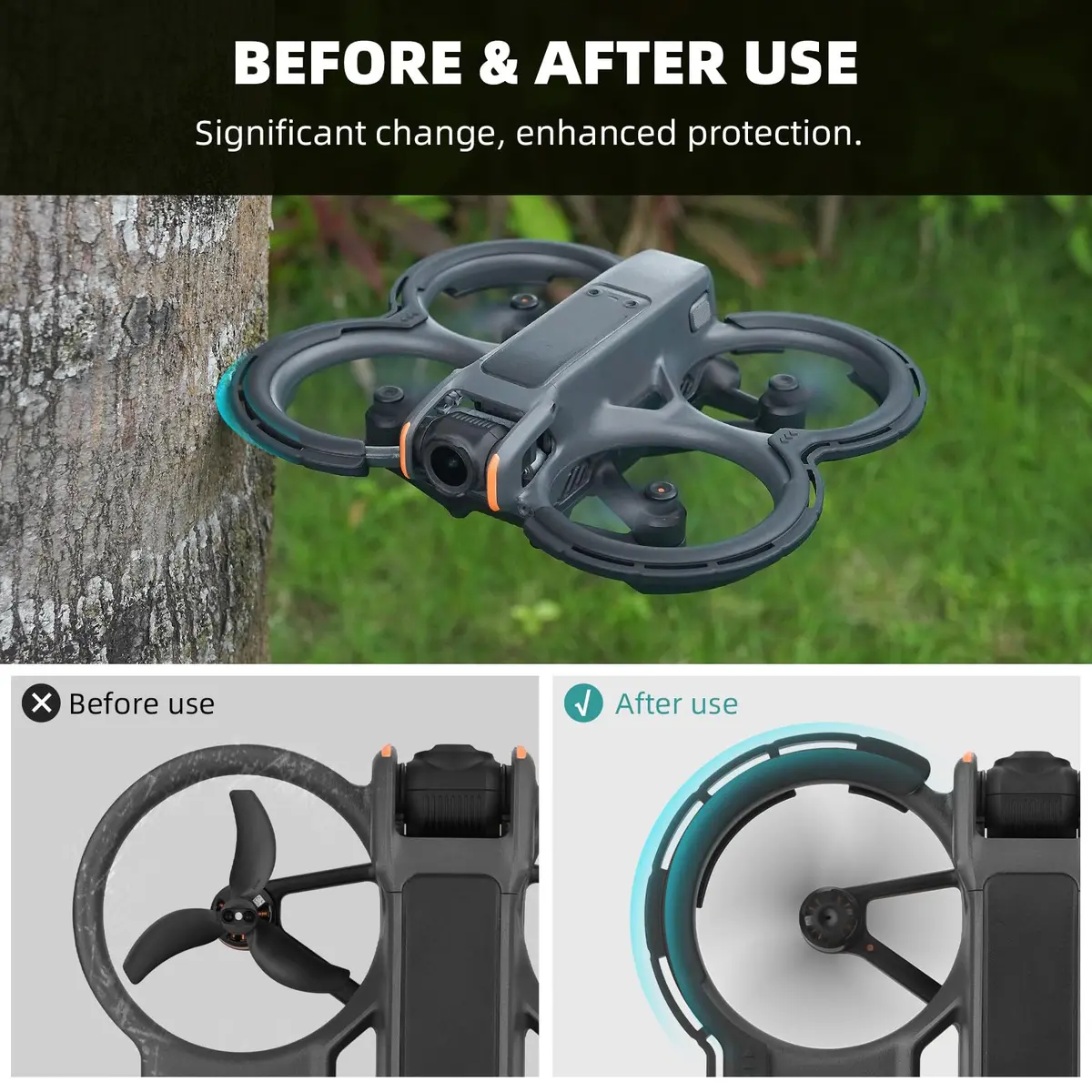 BRDRC Avata 2 Bumper Guards Accessories, Propeller Guard Protector Gimbal Protective Anti-Collision Ring Cover for DJI Avata 2 Fly More Combo (Orange) | High-Impact TPU - view 2