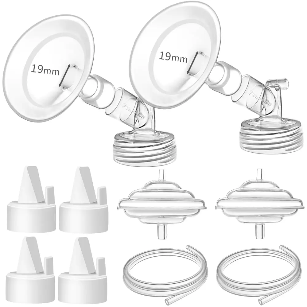 PumpMom-us 19mm Oval Flange Pump Parts Set for Spectra S1/S2/9 Plus | 10-Piece Replacement Kit with Duckbill Valves & Tubing - main product image