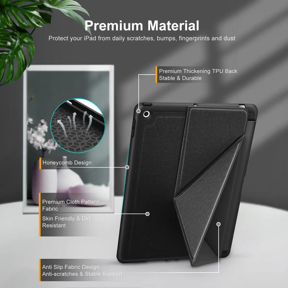 DTTO Foldable Case for iPad 9th/8th/7th Gen 10.2-inch | Auto Wake/Sleep, Pencil Holder, Fabric Texture (70-120c) - view 7