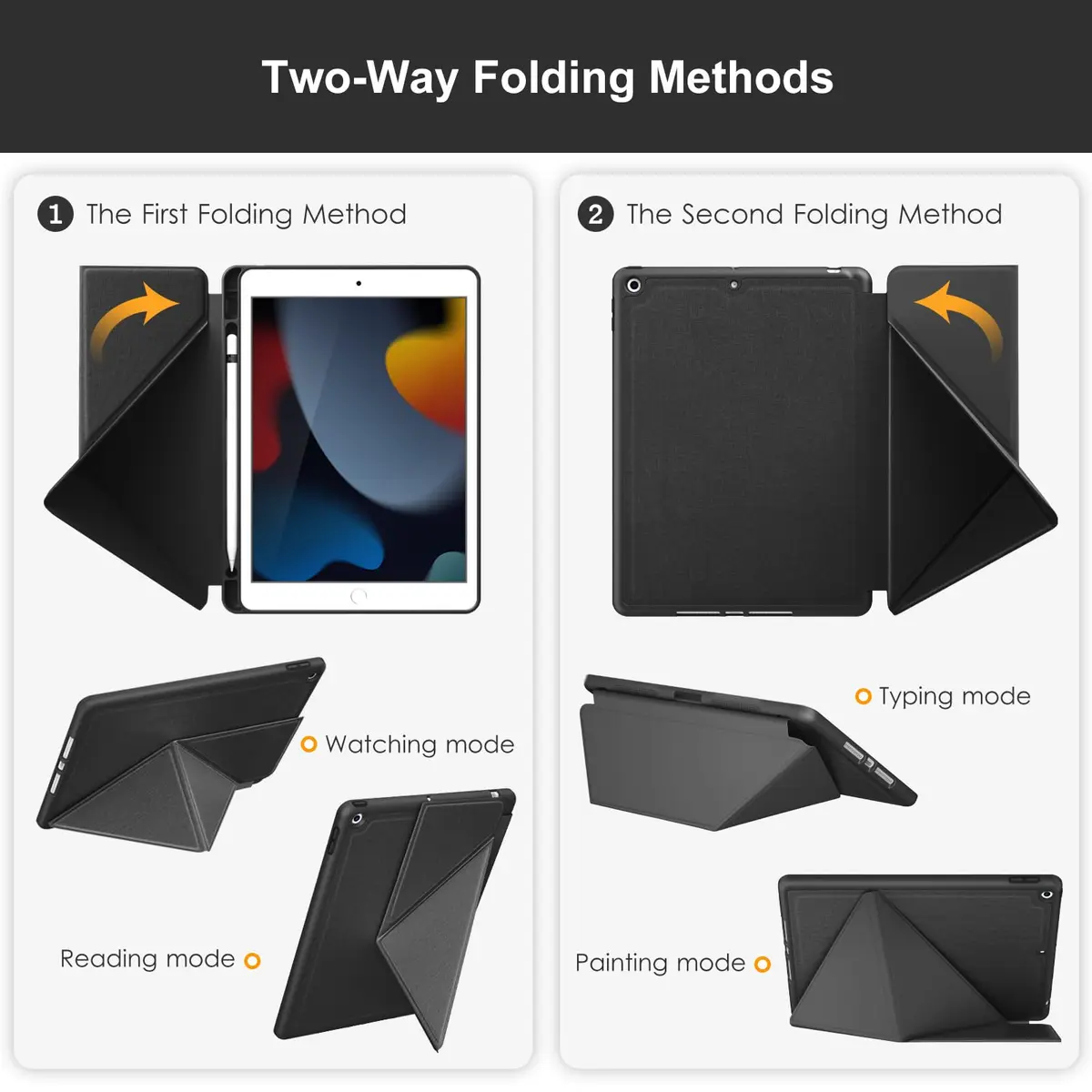 DTTO Foldable Case for iPad 9th/8th/7th Gen 10.2-inch | Auto Wake/Sleep, Pencil Holder, Fabric Texture (70-120c) - view 3