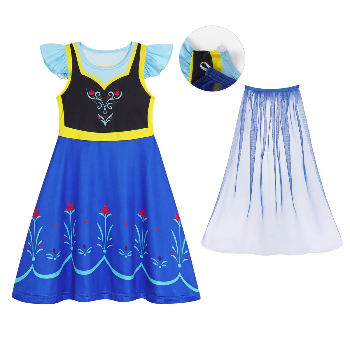 WonderBabe Snow Queen Princess Costume Girls 5-6 Years | Vibrant Halloween Dress - view 3