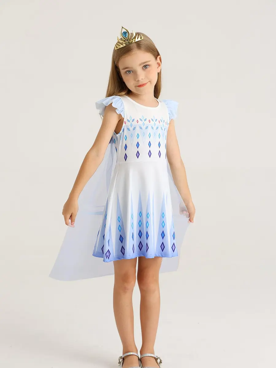 WonderBabe Girls Princess Dress Kids Halloween Birthday Party Dress Up Outfit 7-8 Years | Vibrant Princess Costume for Girls - view 2