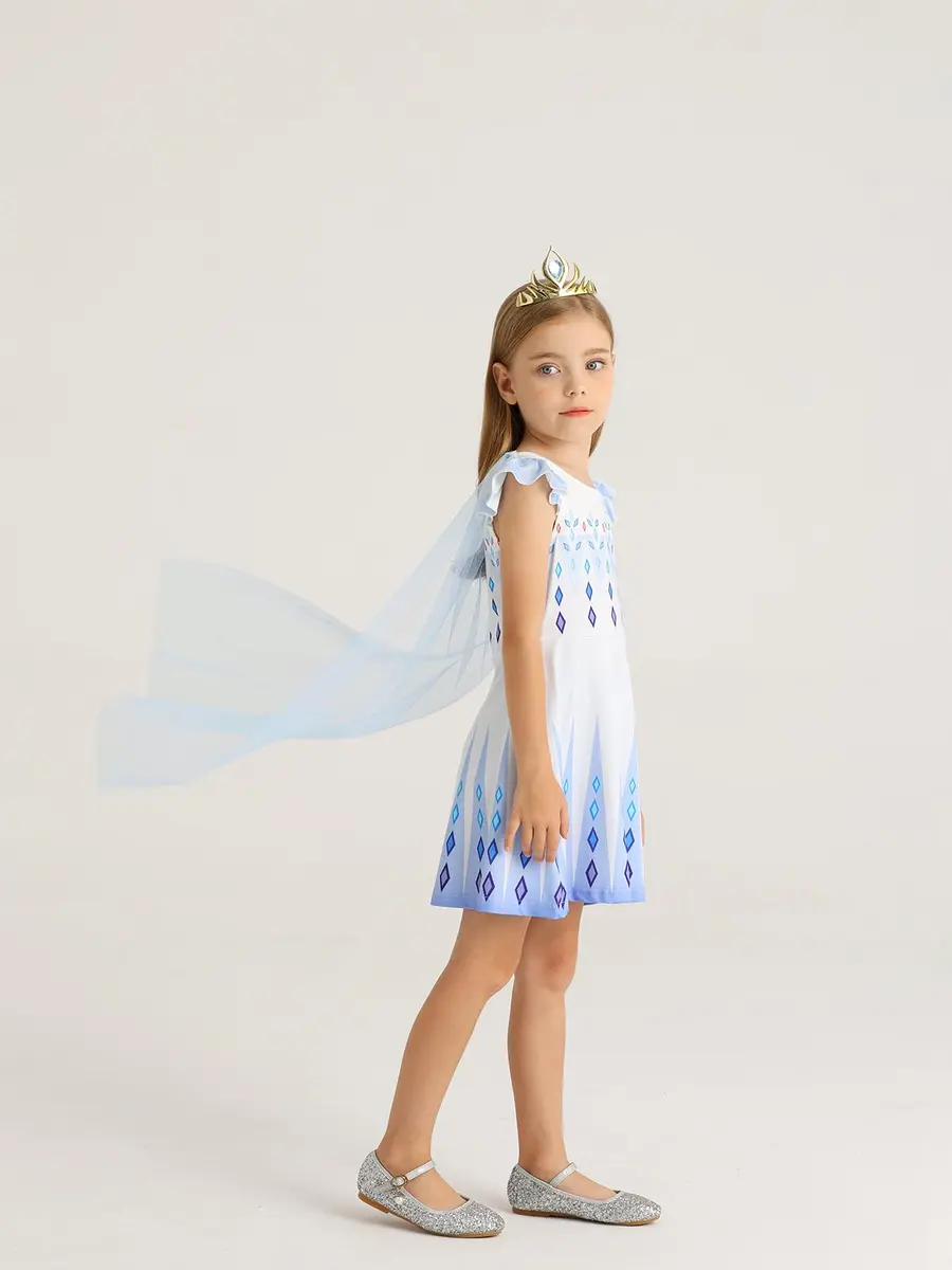 WonderBabe Girls Princess Dress Kids Halloween Birthday Party Dress Up Outfit 7-8 Years | Vibrant Princess Costume for Girls - view 3