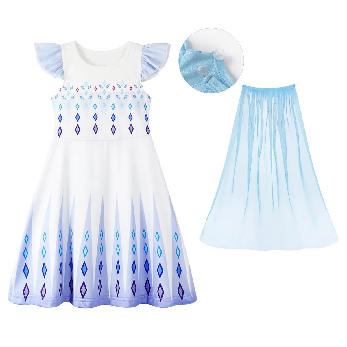 WonderBabe Girls Princess Dress Kids Halloween Birthday Party Dress Up Outfit 7-8 Years | Vibrant Princess Costume for Girls - view 4