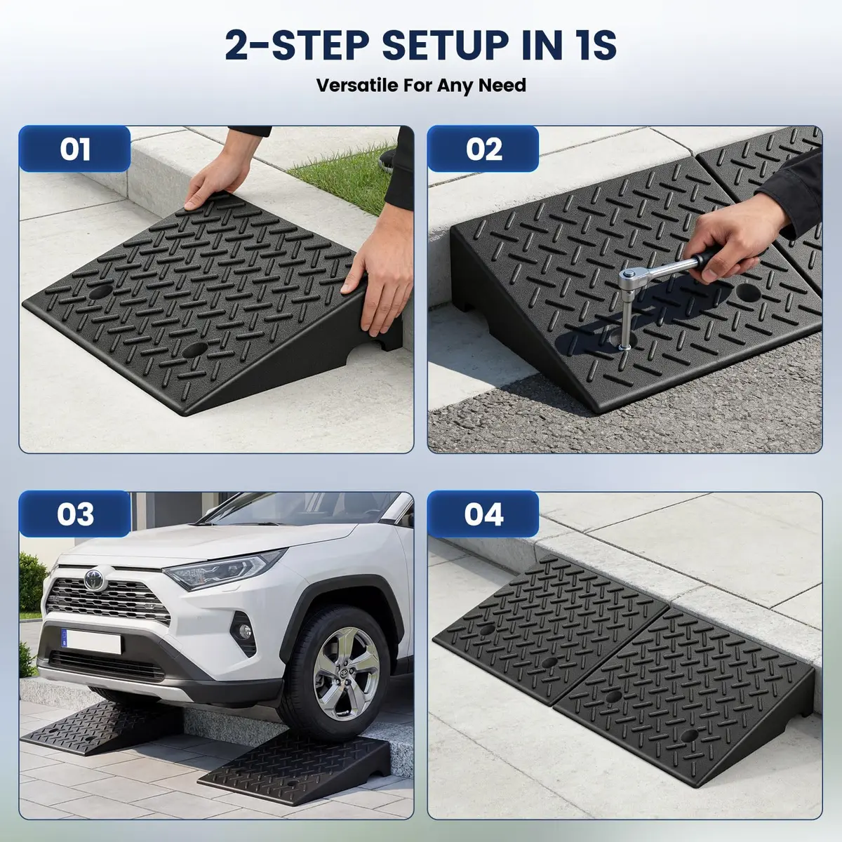 KROAK Heavy-Duty Rubber Curb Ramps 2-Pack | 5" Height & Extra-Wide 18.8" Support 11800LBS - view 6