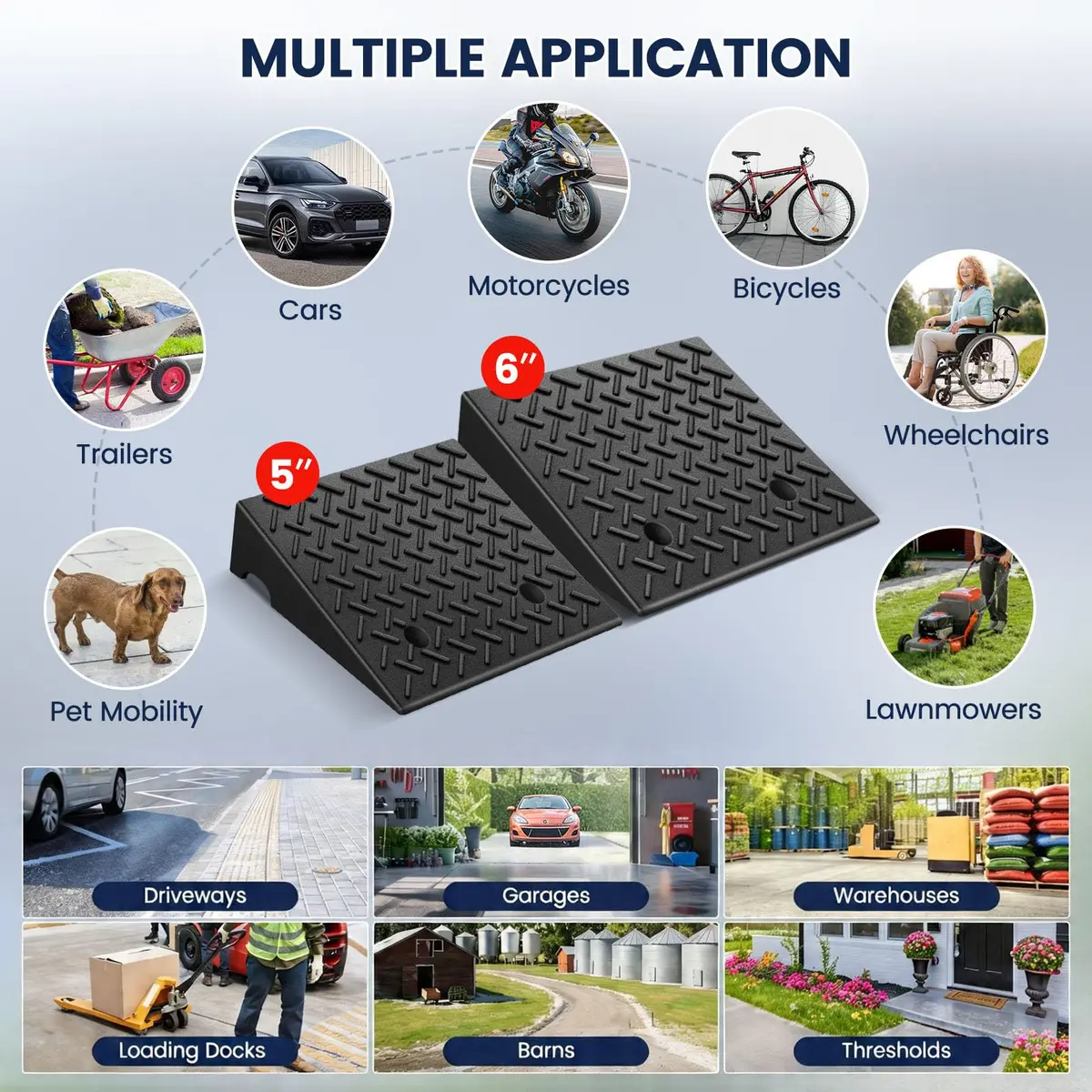 KROAK Heavy-Duty Rubber Curb Ramps 2-Pack | 5" Height & Extra-Wide 18.8" Support 11800LBS - view 7