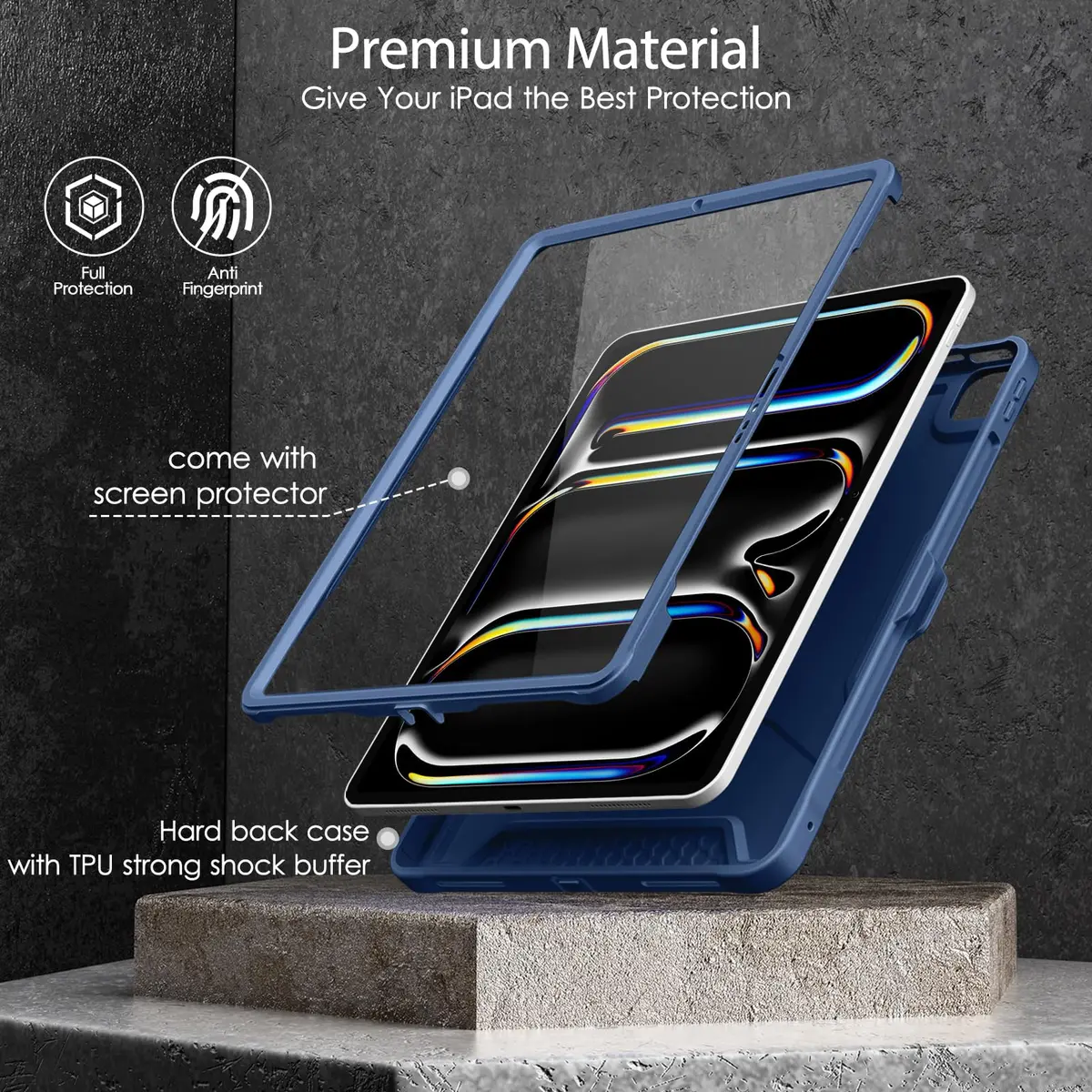 DTTO for iPad Pro 11 Inch Case (M5) 2025 / (M4) 2024, Navy Blue | Shockproof & Built-in Kickstand (110 characters) - view 7