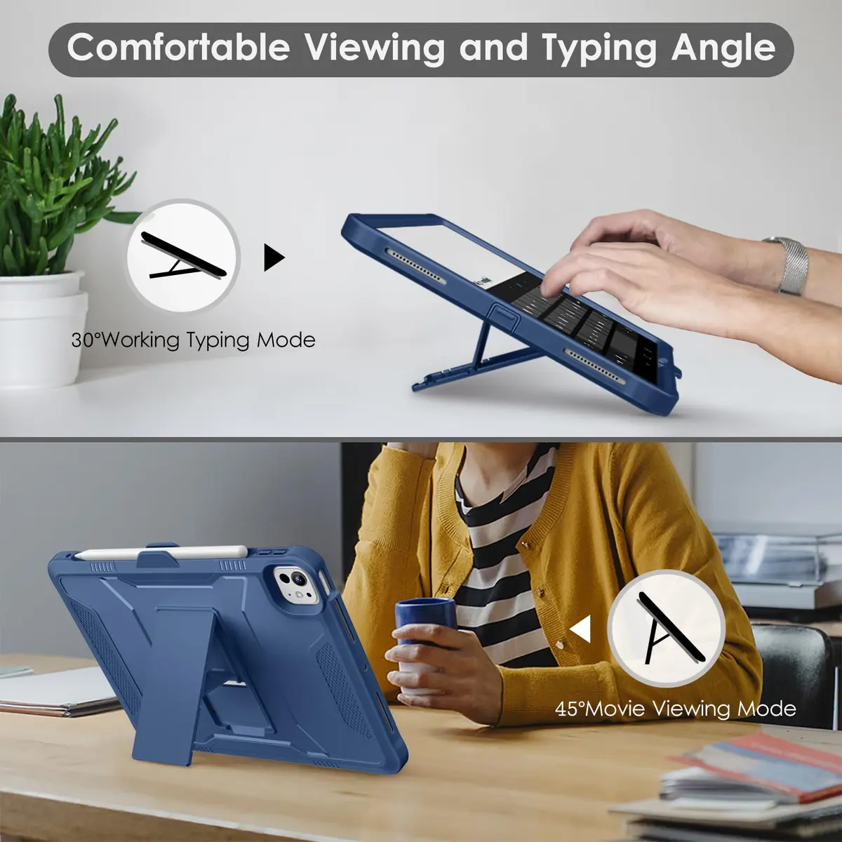 DTTO for iPad Pro 11 Inch Case (M5) 2025 / (M4) 2024, Navy Blue | Shockproof & Built-in Kickstand (110 characters) - view 3