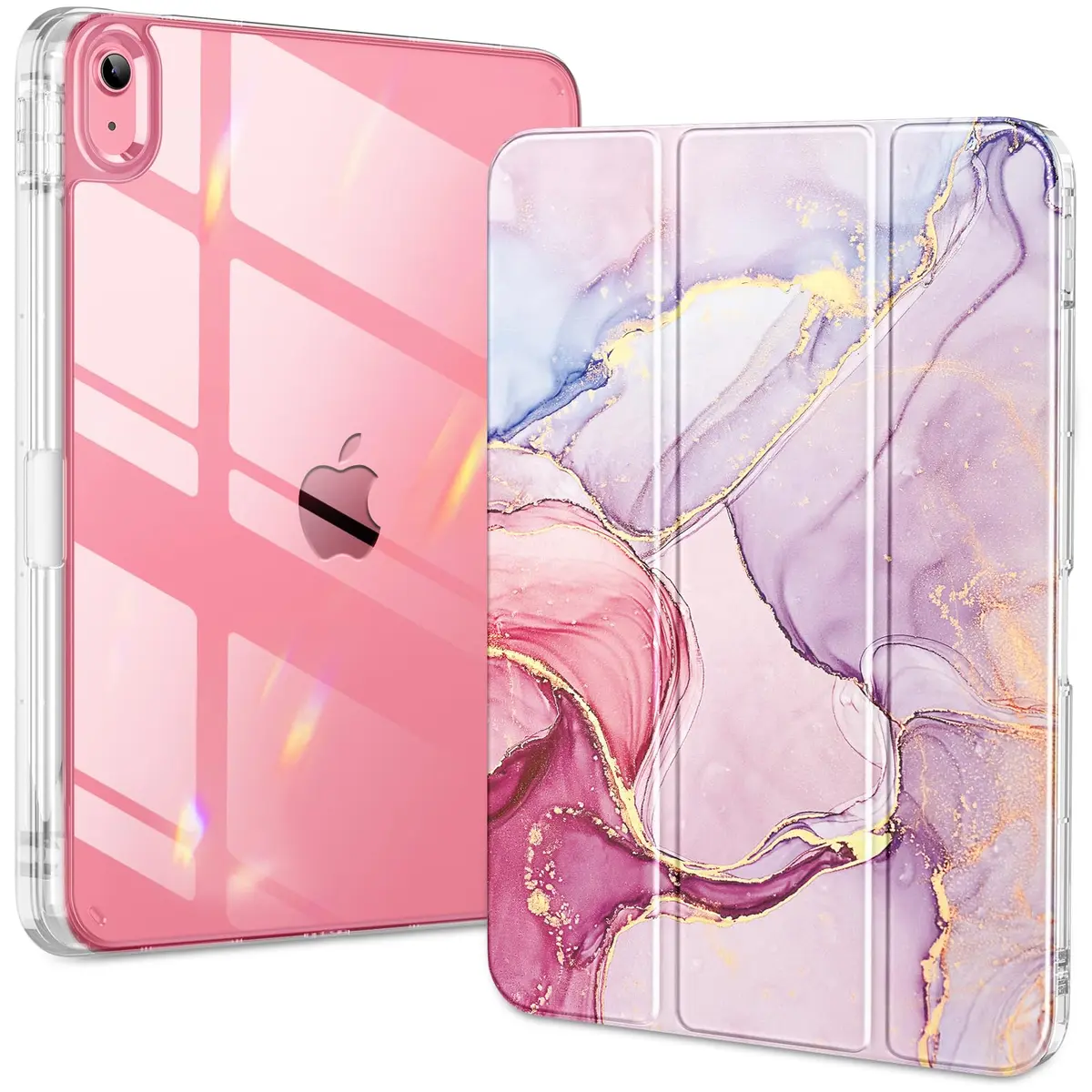 DTTO Clear Case for iPad (A16) 11th Gen 11-inch & 10th Gen, Pink Marble | Shockproof & Transparent - main product image