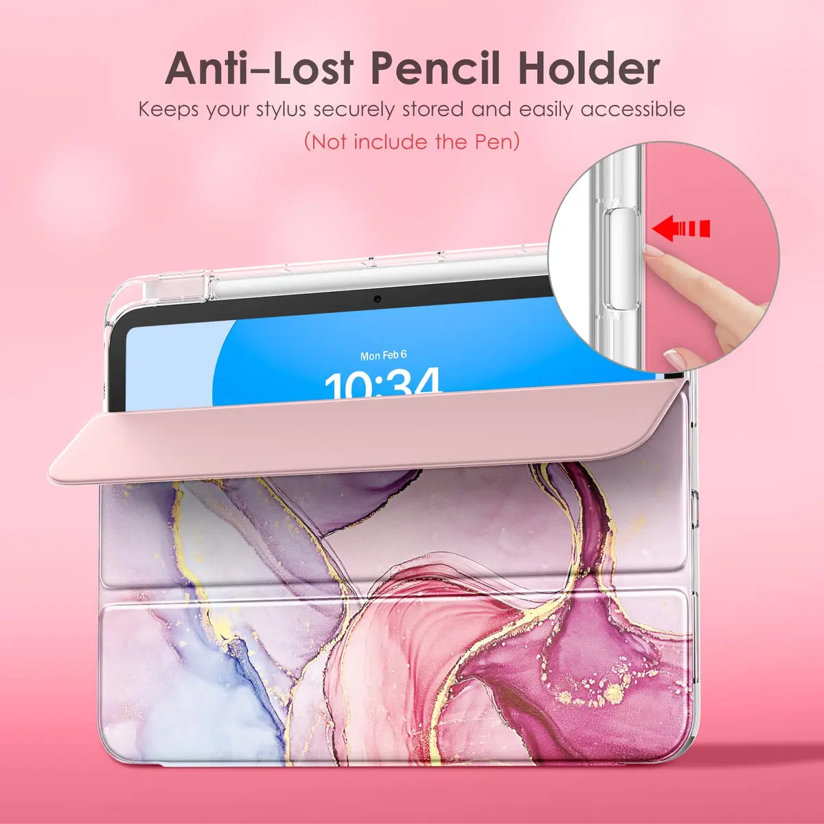 DTTO Clear Case for iPad (A16) 11th Gen 11-inch & 10th Gen, Pink Marble | Shockproof & Transparent - view 5