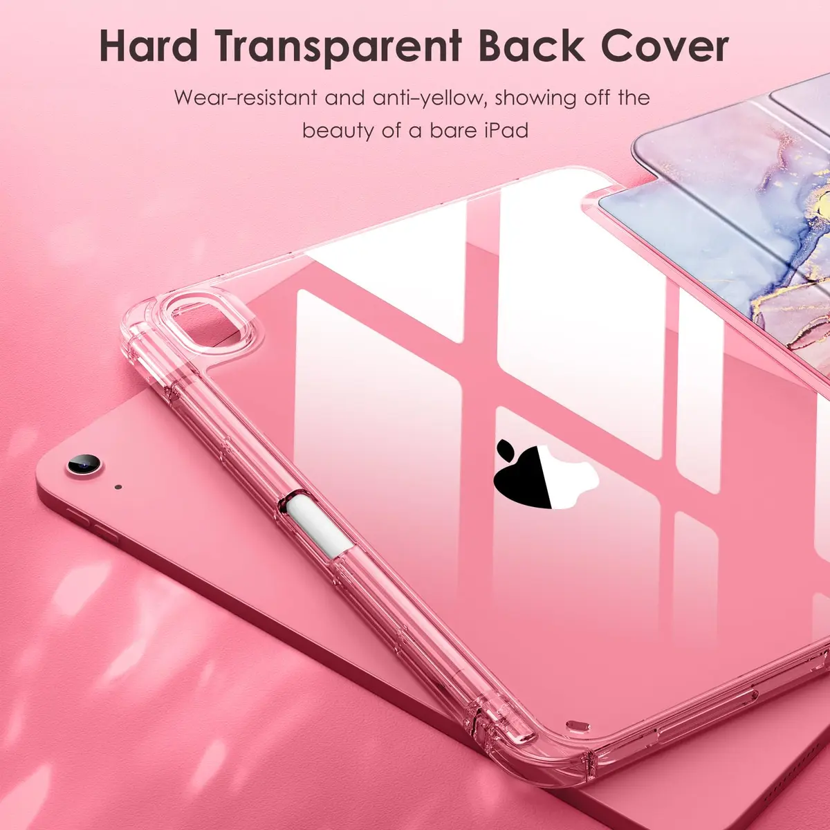 DTTO Clear Case for iPad (A16) 11th Gen 11-inch & 10th Gen, Pink Marble | Shockproof & Transparent - view 4