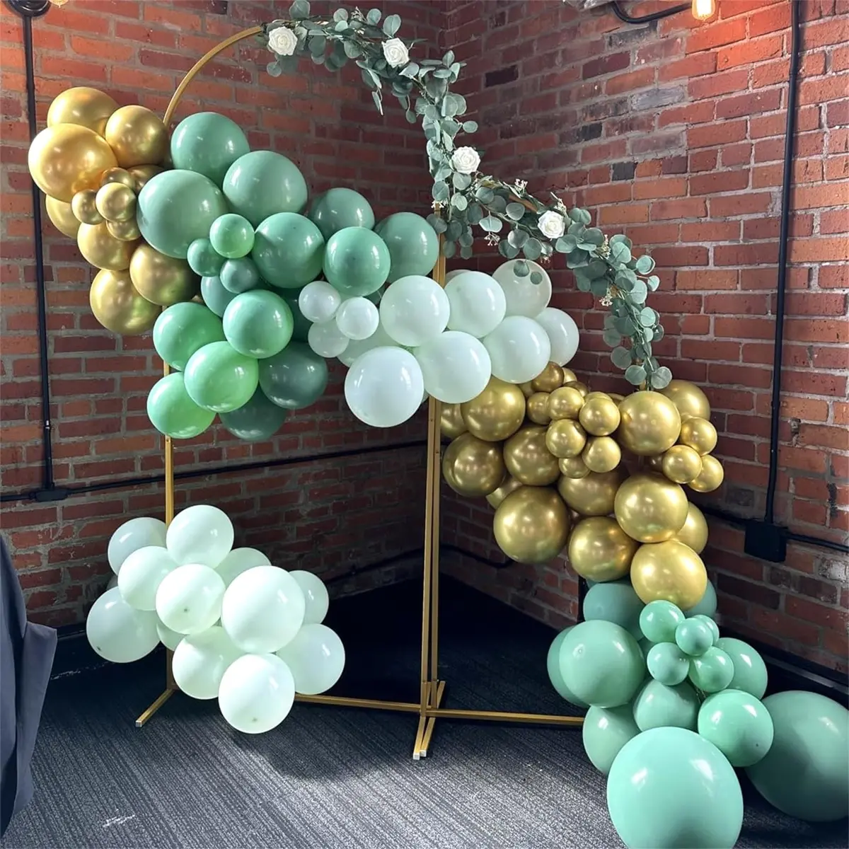 HILAVO Sage Green Balloons Set 60Pcs 12 Inch Olive Macaron Pastel Green Balloons with Metallic Confetti Gold Jungle Latex Balloon | Assorted Colors Value Pack - view 3