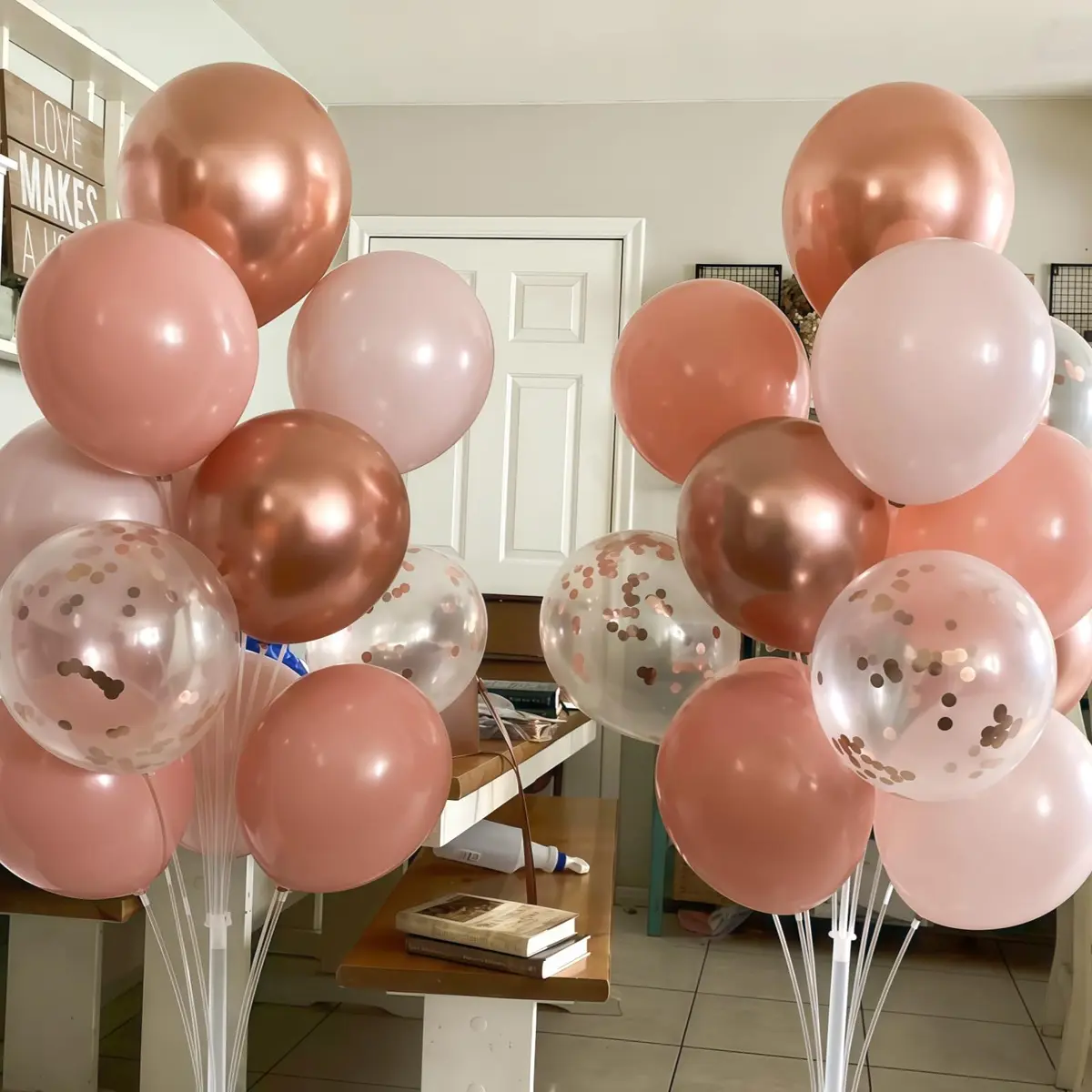 HILAVO Dusty Pink Balloon Set, 60Pcs 12 Inch Retro Blush Pink White Sand Nude Latex Balloon with Metallic Confetti Rose Pink Helium Balloon for Girls Women Birthday Party Baby Shower Boho Decoration Supplies - view 3