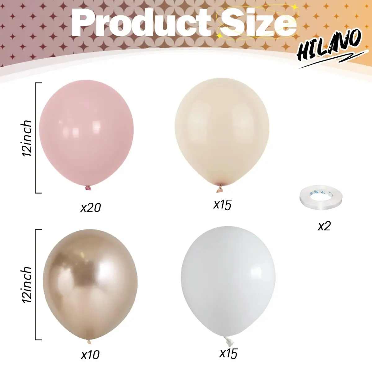 HILAVO Dusty Pink Balloons 60 Pcs 12 Inch | Assorted Colors for Birthday Decorations - view 2
