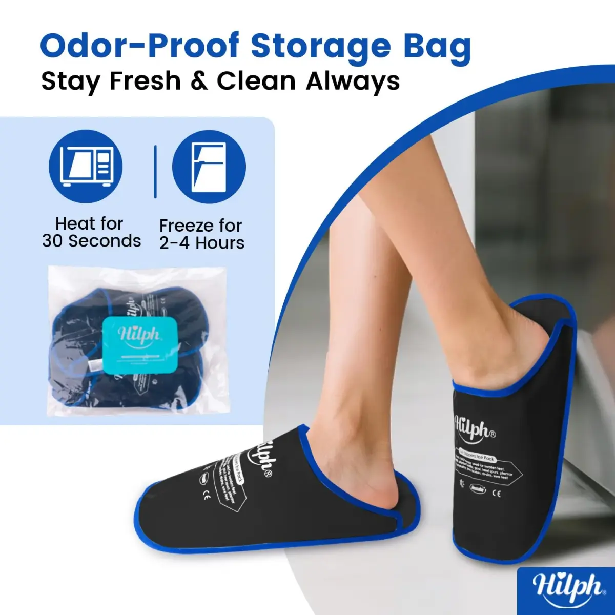 Hilph Foot Ice Pack Slippers, Black, 2-Pack | Reusable Hot & Cold Therapy for Foot Pain Relief - view 7