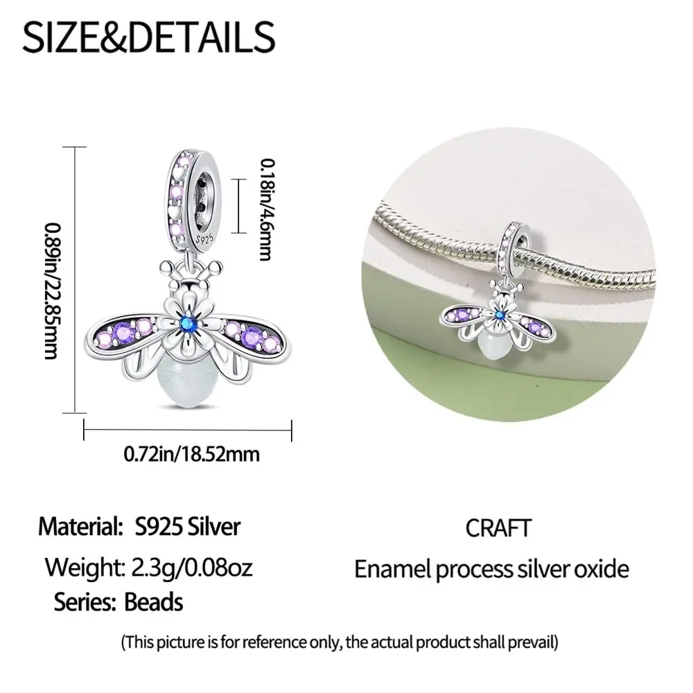 HappyStar 925 Sterling Silver Charm Beads for Bracelets & Necklaces | Unique Dangle Pendants with Spacer Beads (70-120 chars) - view 4