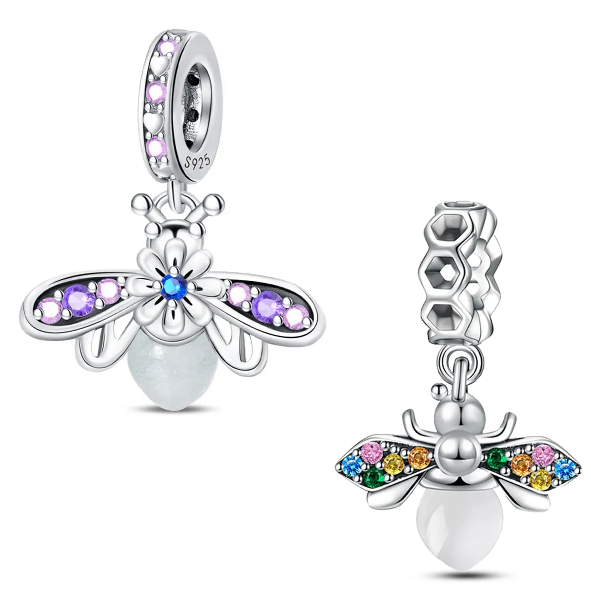 HappyStar 925 Sterling Silver Charm Beads for Bracelets & Necklaces | Unique Dangle Pendants with Spacer Beads (70-120 chars) - main product image