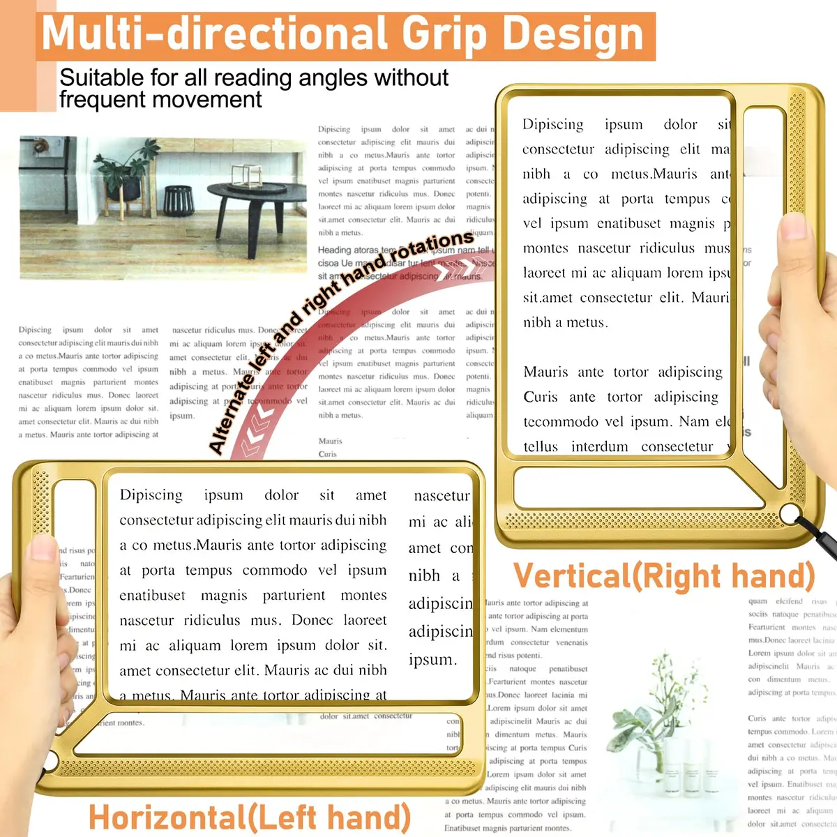 AKKYCVS Gold 5X Full Page Magnifier | Lightweight Rectangular Magnifier for Seniors and Low Vision - view 5
