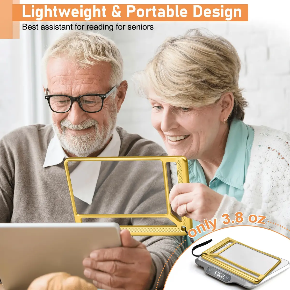 AKKYCVS Gold 5X Full Page Magnifier | Lightweight Rectangular Magnifier for Seniors and Low Vision - view 6