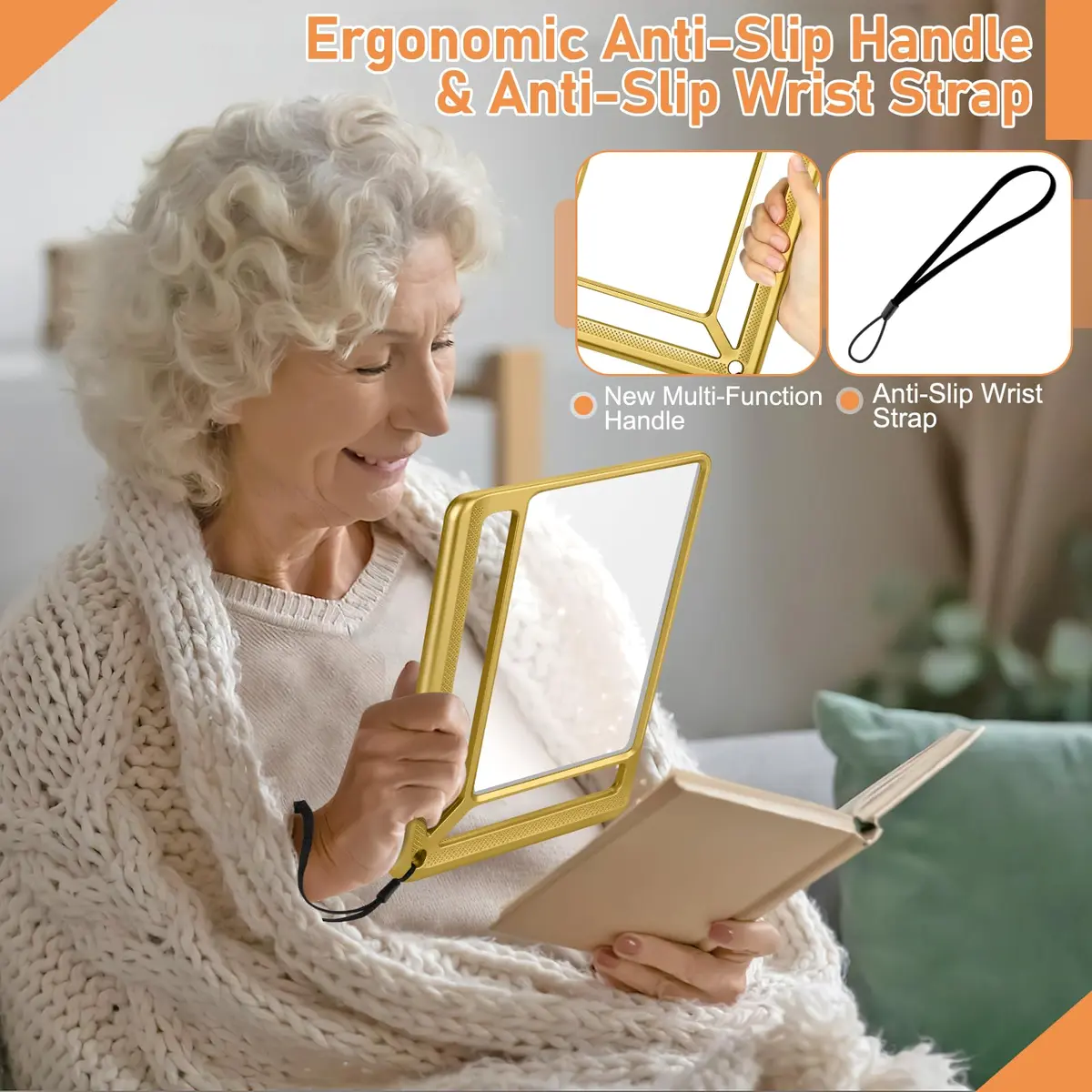 AKKYCVS Gold 5X Full Page Magnifier | Lightweight Rectangular Magnifier for Seniors and Low Vision - view 3